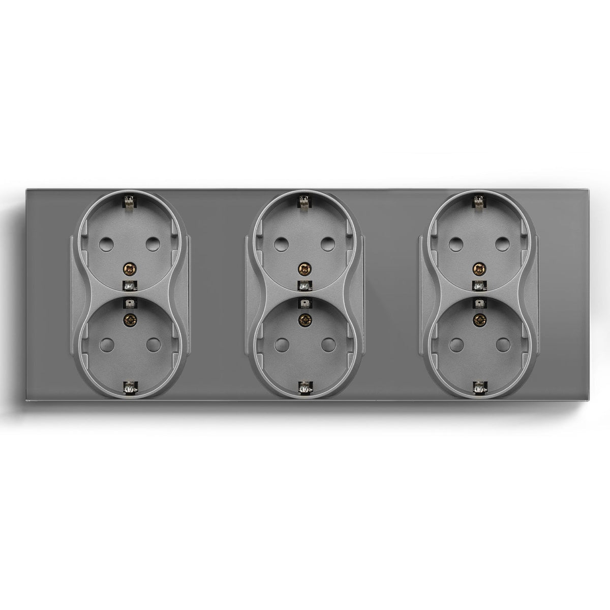 BSEED EU Double Sockets Power Wall Outlet Home Wall Power Sockets Glass Panel Power Outlets & Sockets Bseedswitch Grey Triple