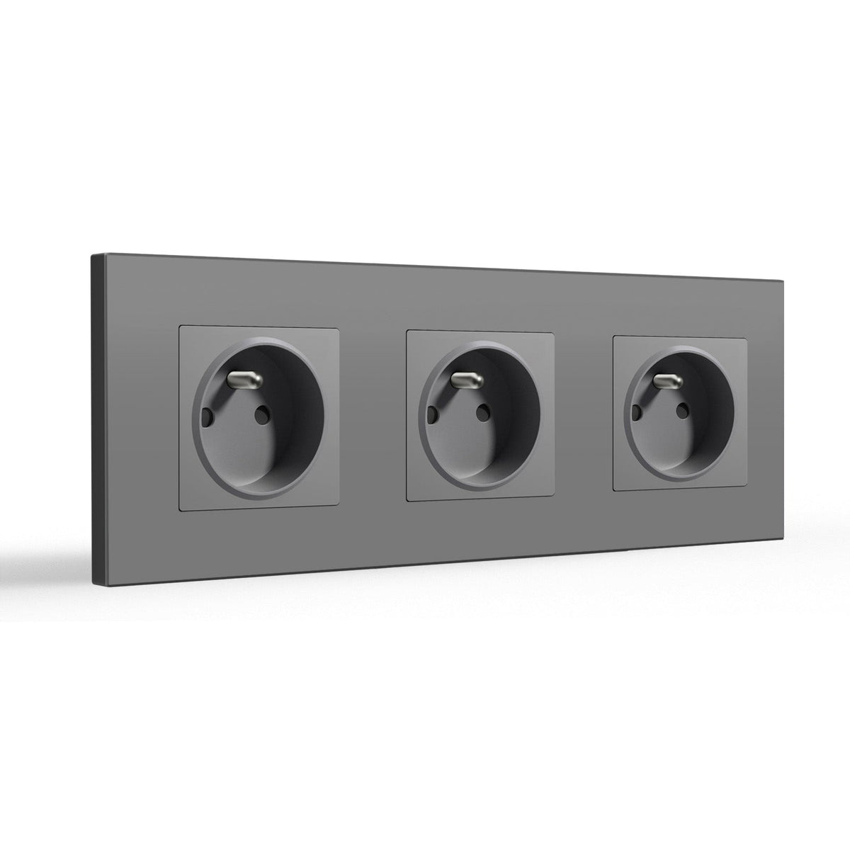 Prese elettriche da parete BSEED FR con protezione per bambini, 16A, placche e coperture, tripla, in plastica, colore grigio