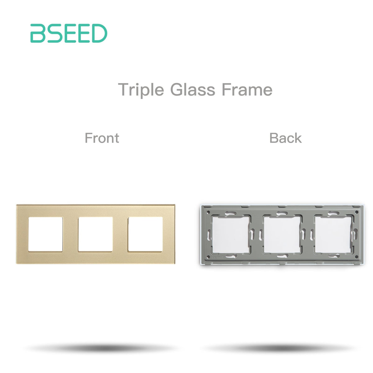 Bseed Crystal Glass Panel Switch Socket Frame Wall Plug Insert Parts DIY Free Combination Gold Color Light Switches Bseedswitch 3 slot Panel