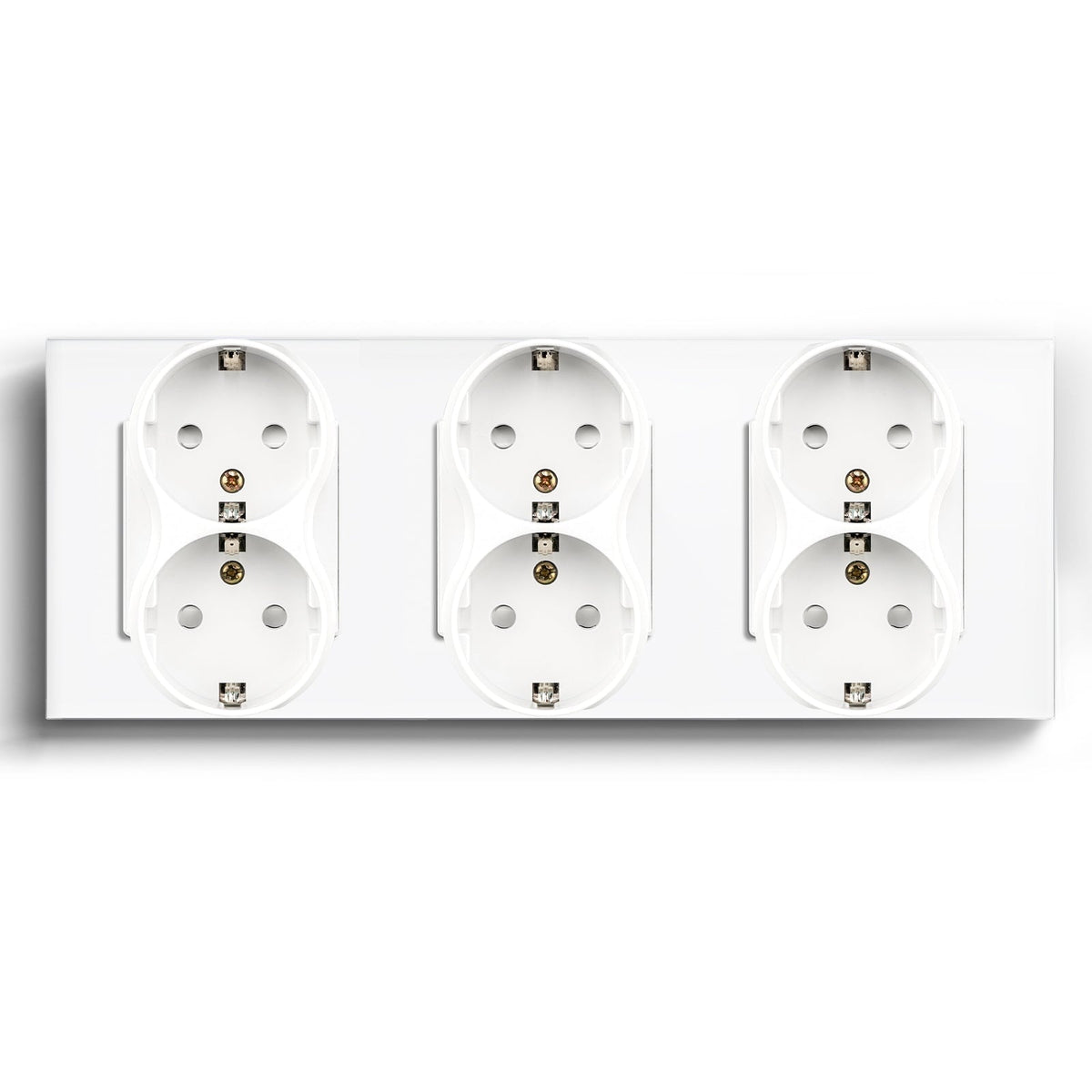 BSEED EU Double Sockets Power Wall Outlet Home Wall Power Sockets Glass Panel Power Outlets & Sockets Bseedswitch White Triple