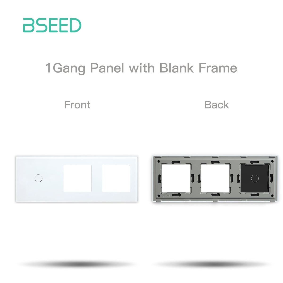 Bseed Panel with Double Frame Crystal Glass 1/2/3 Gang with Slots Bseedswitch White 1Gang + 2slots