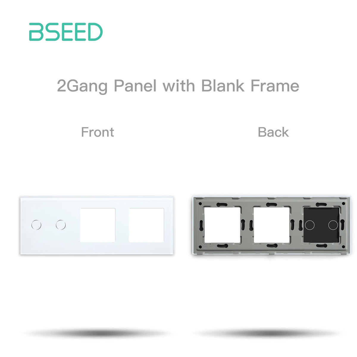 Bseed Panel with Double Frame Crystal Glass 1/2/3 Gang with Slots Bseedswitch White 2Gang + 2slots