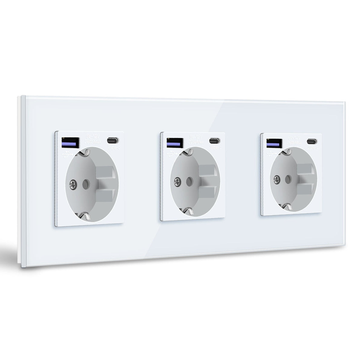 BSEED EU sockets with 20W PD Fast Charge Type-C Interface Outlet Wall Socket Power Outlets & Sockets Bseedswitch White Triple