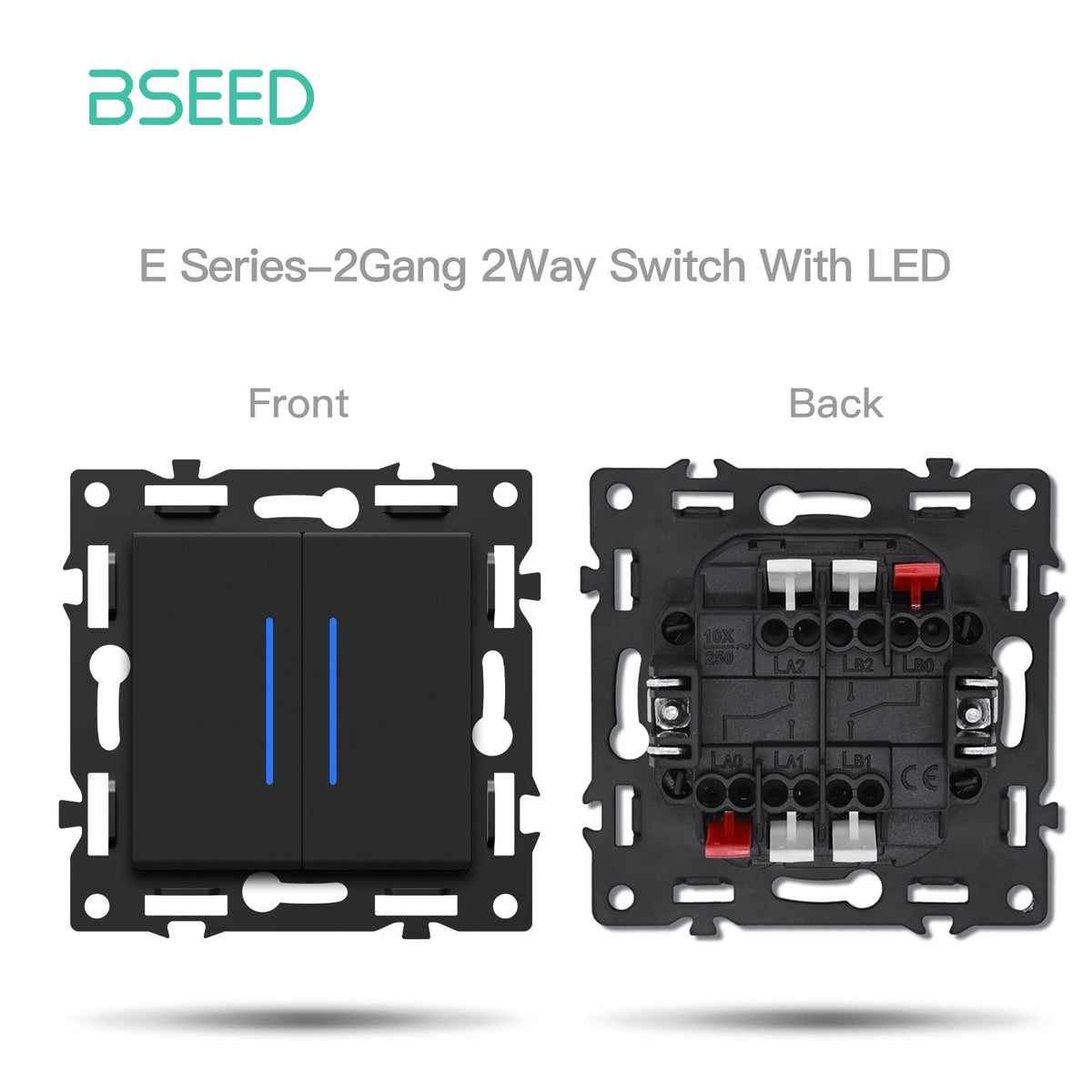 BSEED DIY Part Customized Free Combinations Mechanical Switch Socket Insert Black Color Crystal Glass Panel Light Switches Bseedswitch 2 Gang 2 Way Switch With Neon