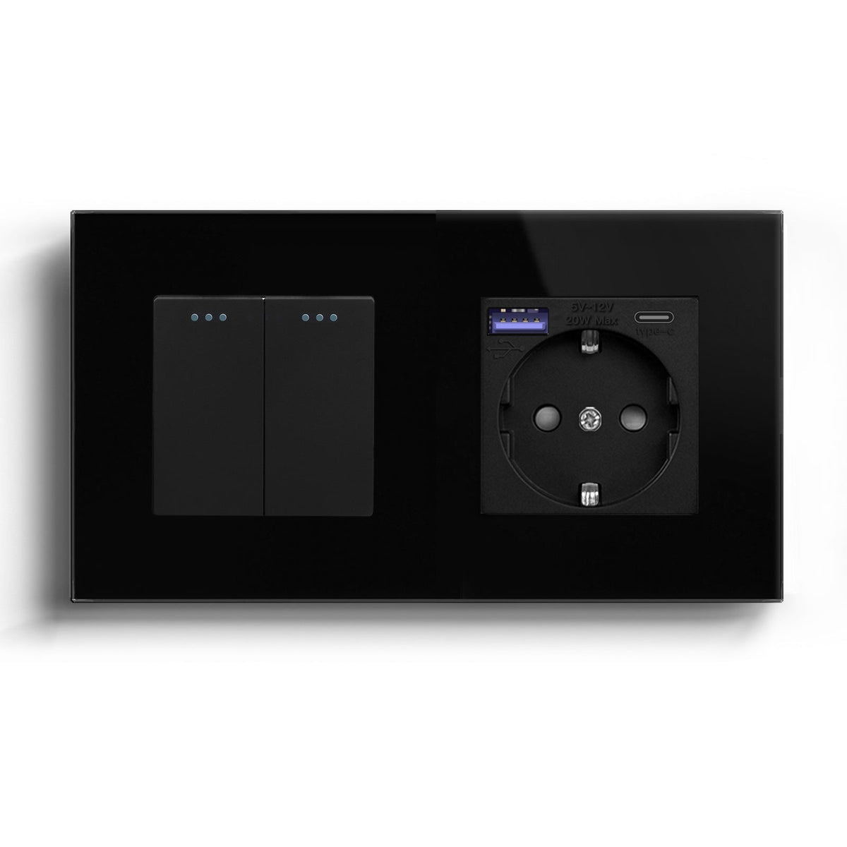 BSEED Mechanical 1/2/3 Gang 1/2Way Touch Light Switch With Normal Eu Socket with FAST charge typcs-c Power Outlets & Sockets Bseedswitch Black 2Gang 2Way