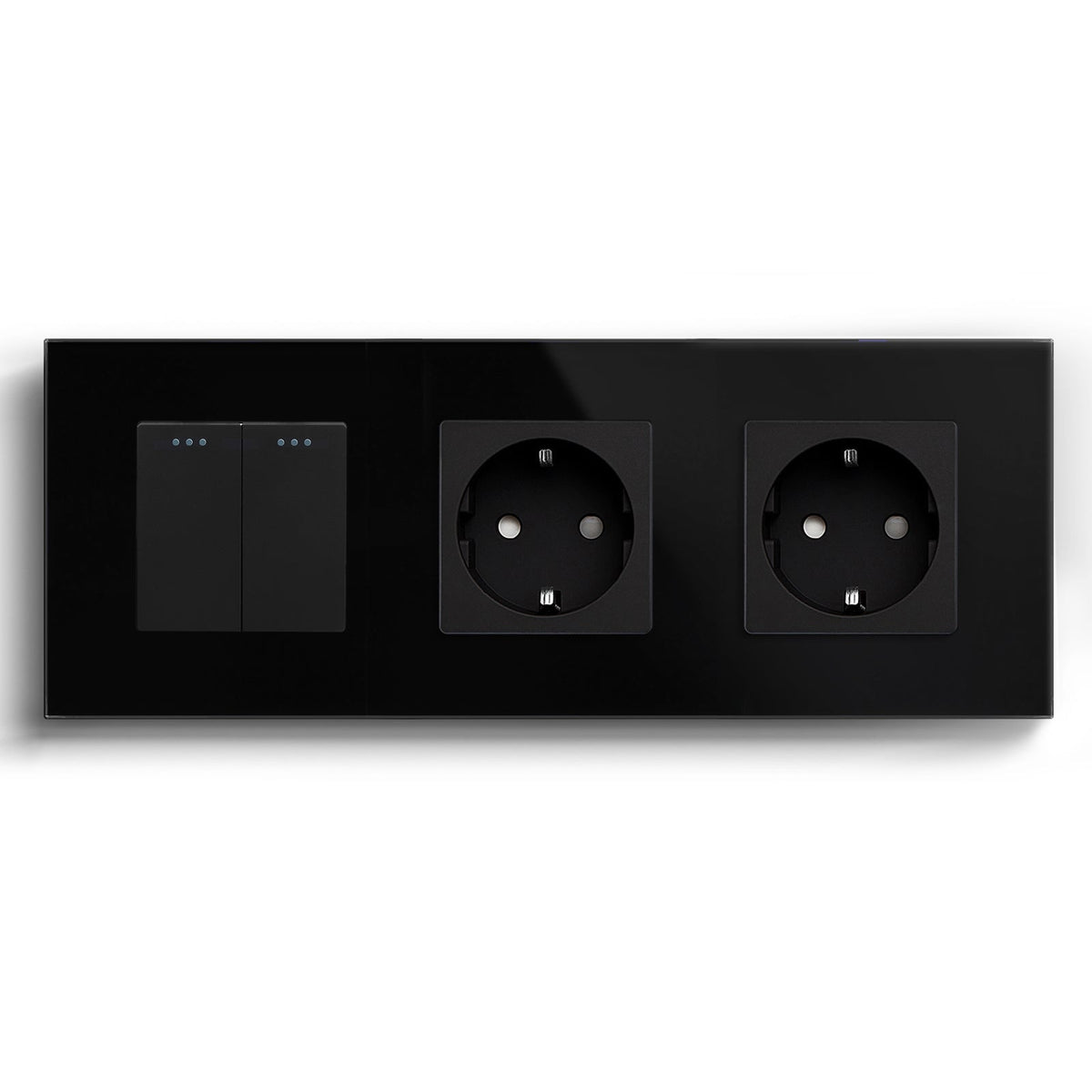 BSEED 1/2/3 Gang 1/2 Way Light Switch With Normal Eu Socket Power Outlets & Sockets Bseedswitch Black 2Gang 2way