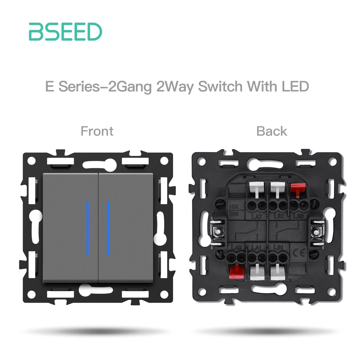 BSEED DIY Part Customized Free Combinations Mechanical Light Switch Wall Socket Insert Grey Color Crystal Glass Panel Light Switches Bseedswitch 2 Gang 2 Way Switch With Neon