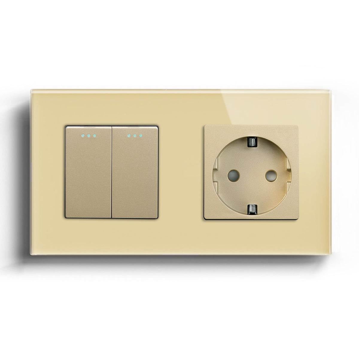 BSEED Mechanical 16A 1/2 Way Touch Light Switch With Normal Eu Socket Power Outlets & Sockets Bseedswitch Gold 2Gang 2Way