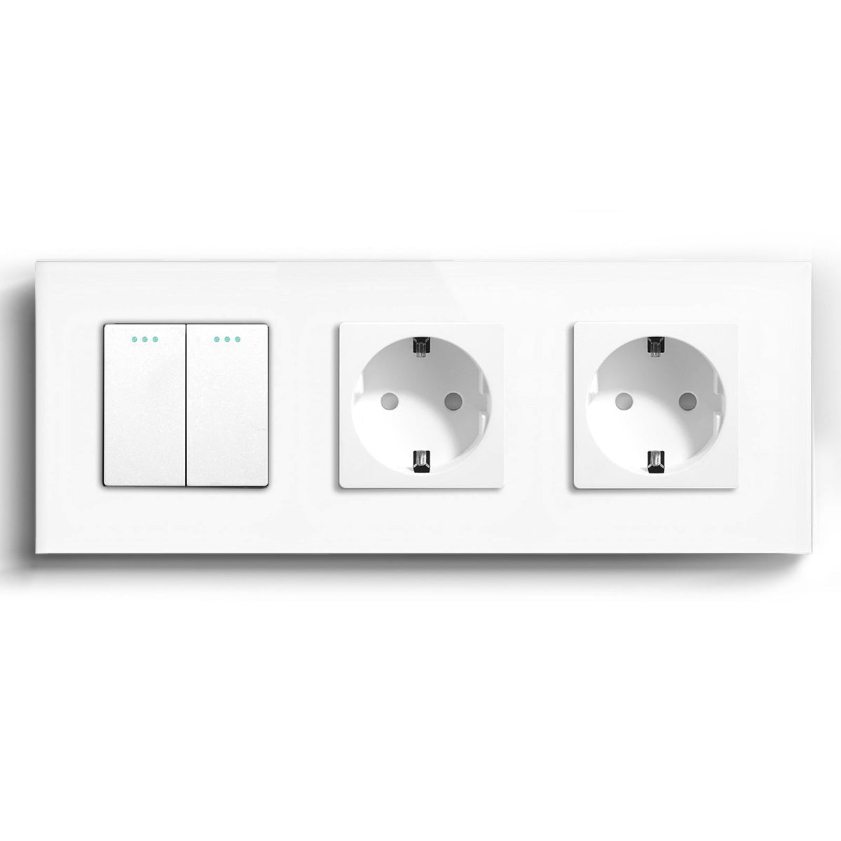 BSEED 1/2/3 Gang 1/2 Way Light Switch With Normal Eu Socket Power Outlets & Sockets Bseedswitch White 2Gang 2way