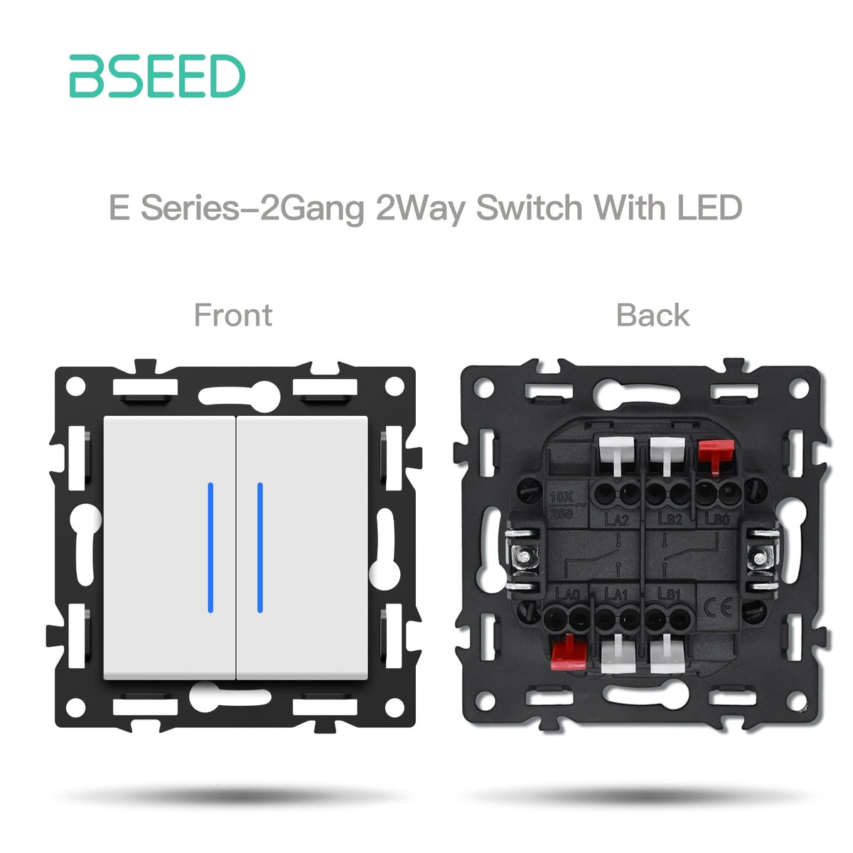 BSEED DIY Part Customized Free Combinations Mechanical Switch Socket Insert White Color Crystal Glass Panel Light Switches Bseedswitch 2 Gang 2 Way Switch With Neon