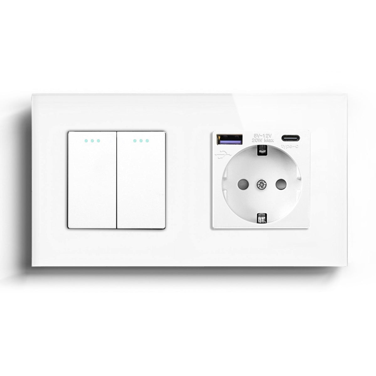 BSEED Mechanical 1/2/3 Gang 1/2Way Touch Light Switch With Normal Eu Socket with FAST charge typcs-c Power Outlets & Sockets Bseedswitch White 2Gang 2Way