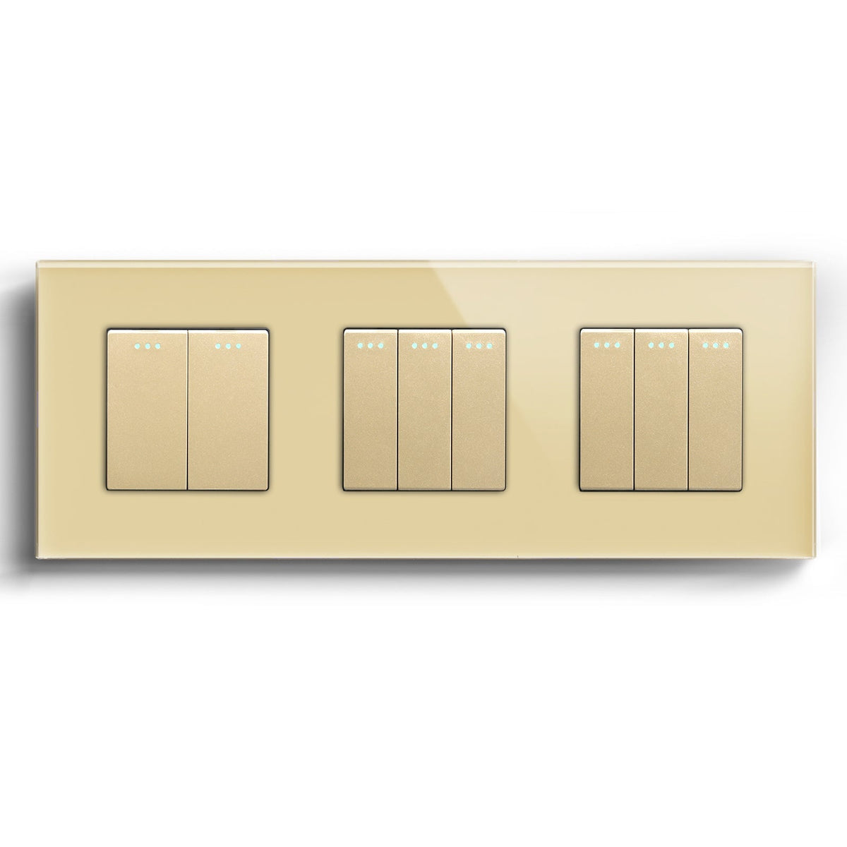 Bseed Mechanical Button Light Switch 1way Switch 228mm Light Switches Bseedswitch Gold 2Gang+3Gang+3Gang