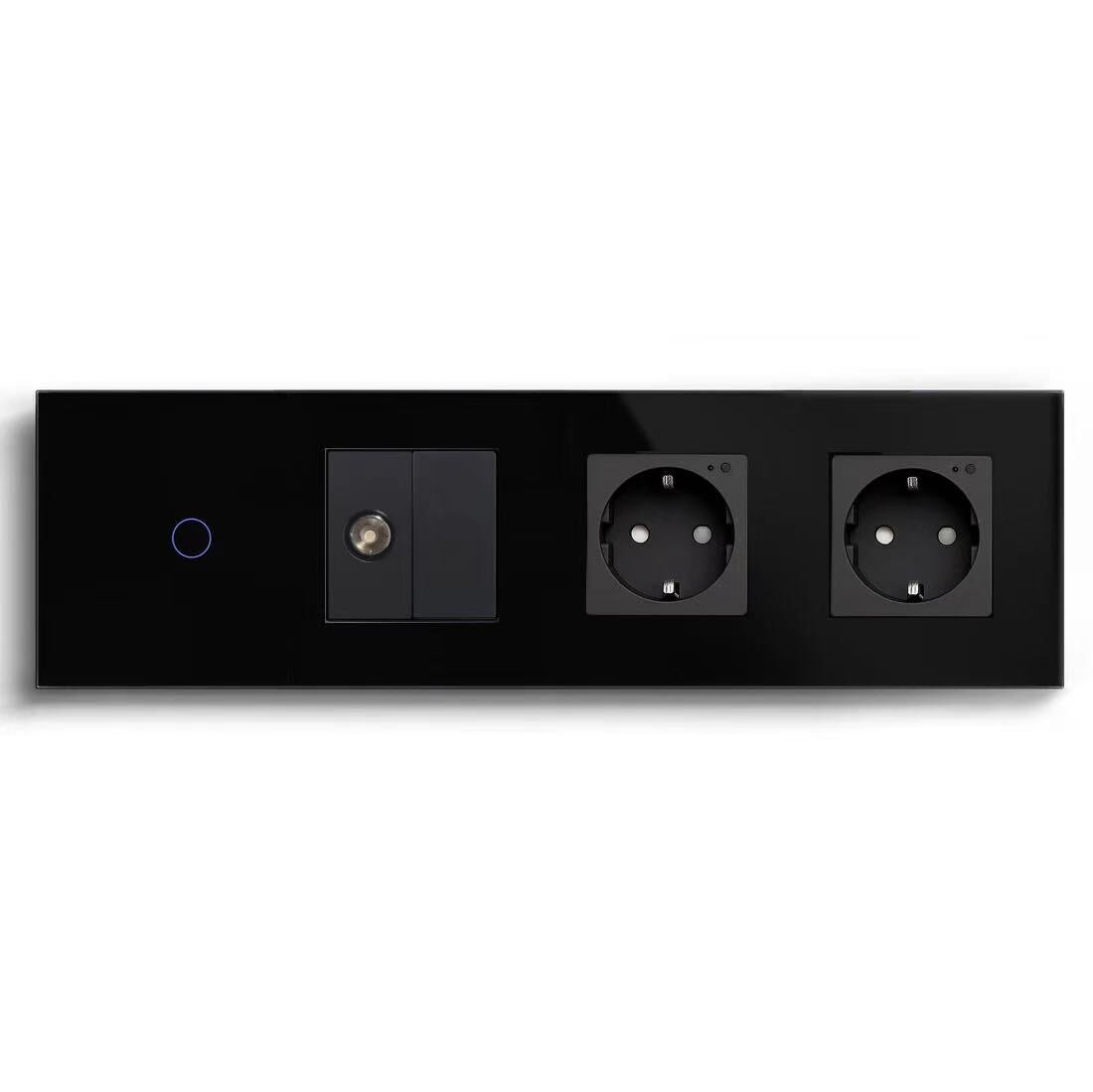 BSEED Product Customization Bseedswitch wifi 1gang switch with tv socket and blank key with double wifi eu socket