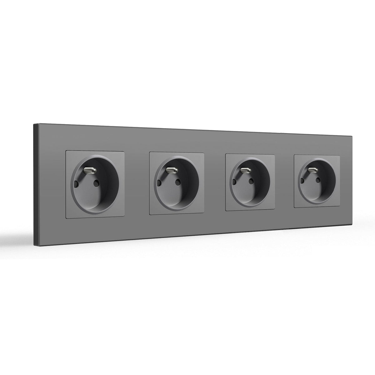 Prese elettriche da parete BSEED FR con protezione per bambini, 16A, placche e coperture, quadrupla, in plastica, colore grigio