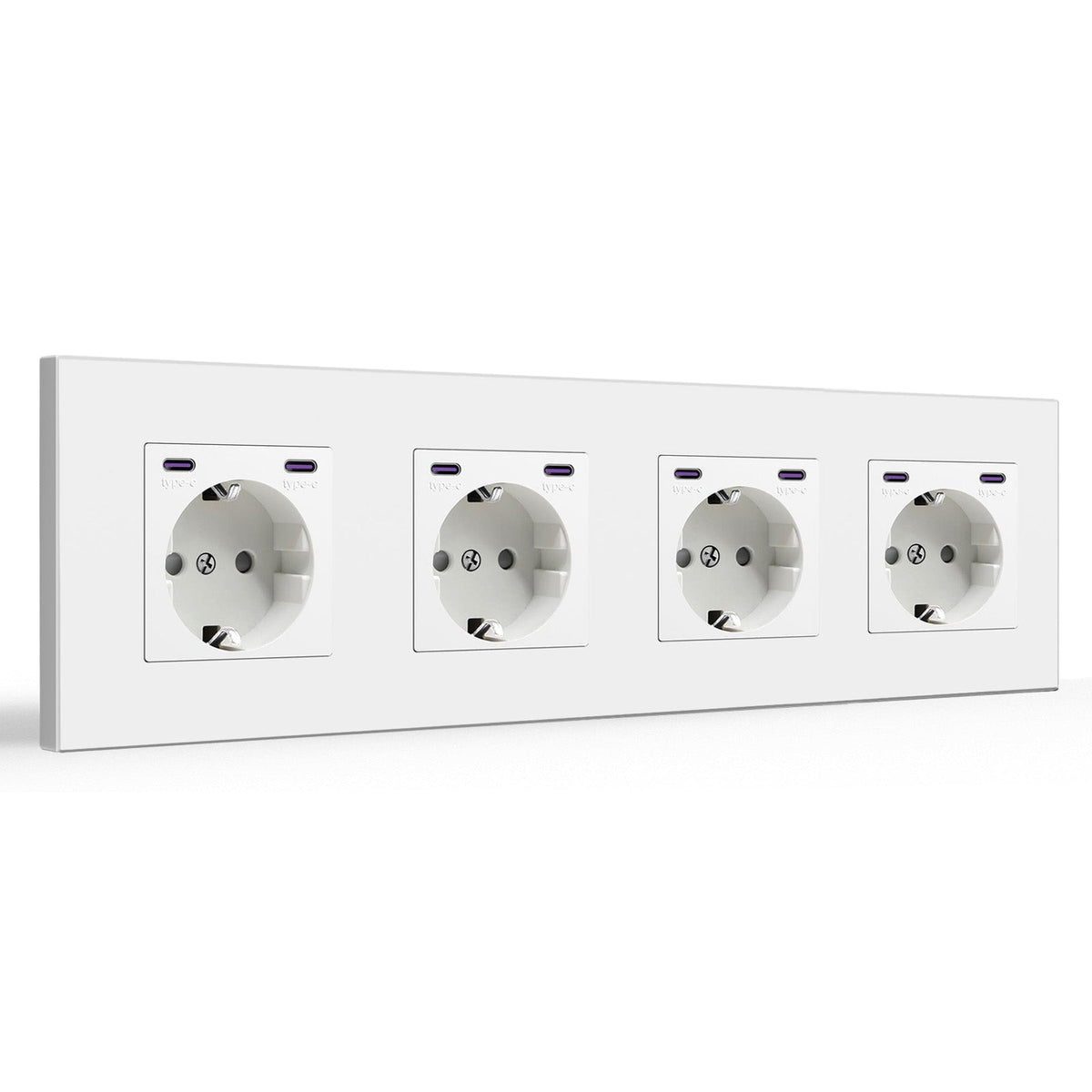 Enchufe BSEED EU con doble interfaz Tipo-C de 20W, panel de plástico, enchufes y tomas de corriente, cuádruple de plástico blanco Bseedswitch