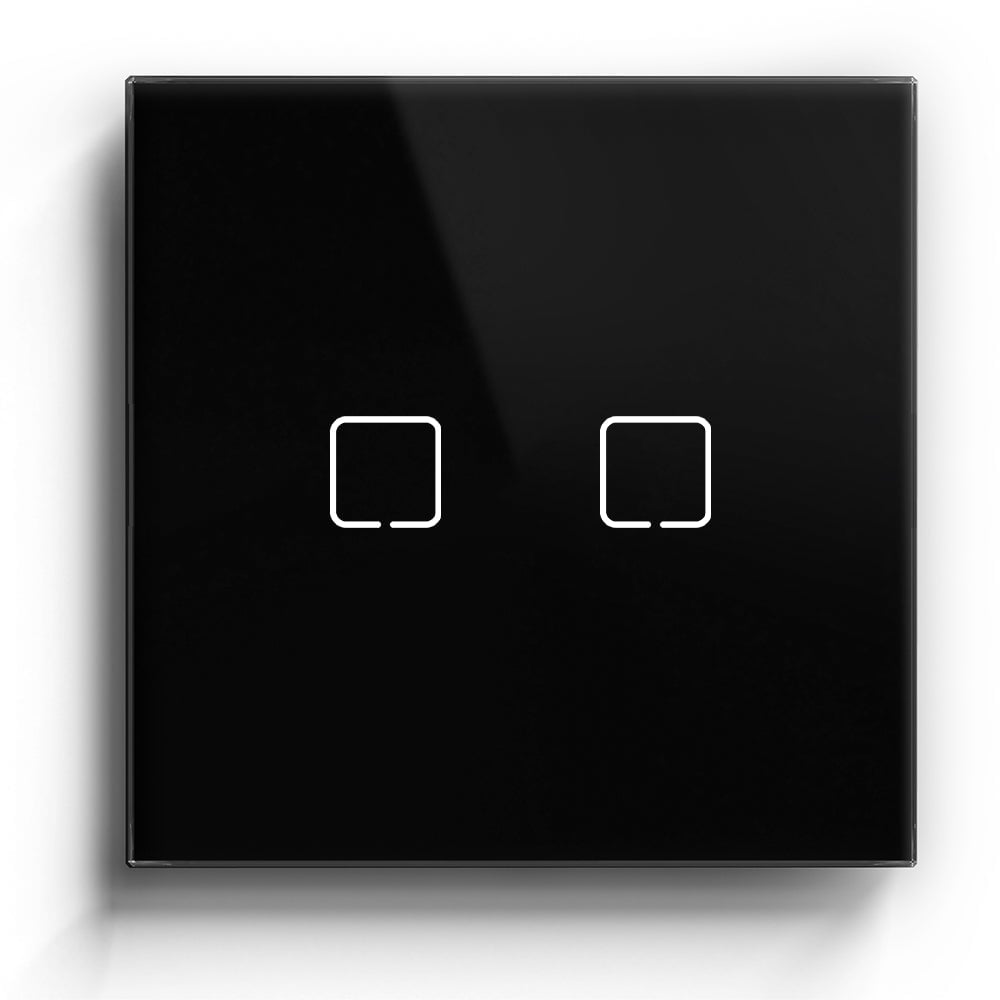 ET Serie Wifi Light Switch Glass Panel Light Switches Bseedswitch Black 2 Gang