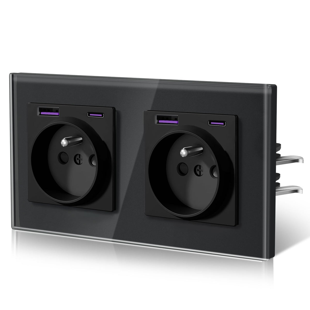 BSEED Heritage Series Tomada de Parede Francesa com USB-C de 20W, com Garras, Tomadas e Interruptores Bseedswitch