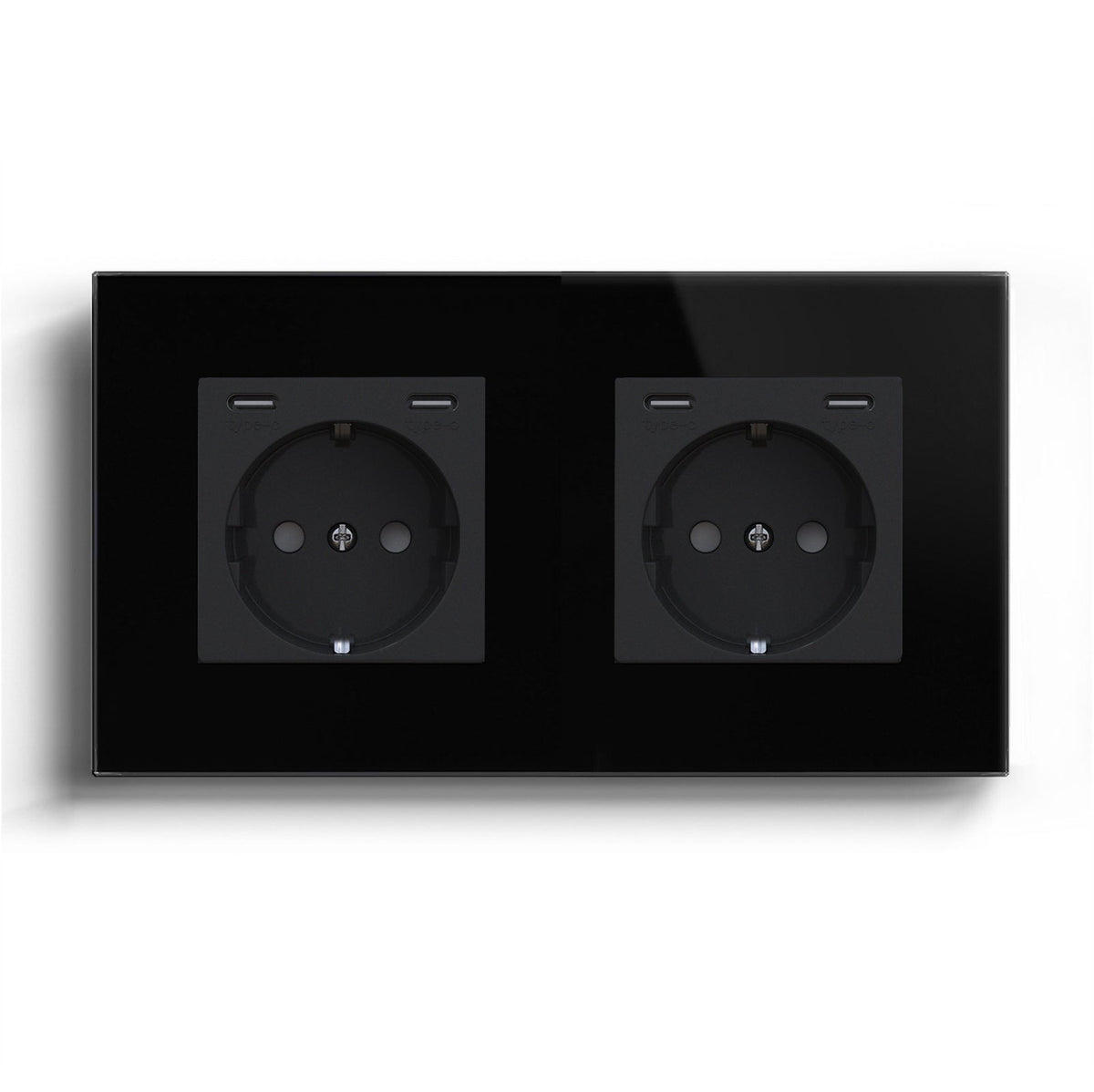 BSEED EU sockets with Double 2.1A Type-C Interface Outlet Wall Socket With Waterproof Power Outlets & Sockets Bseedswitch Black Double