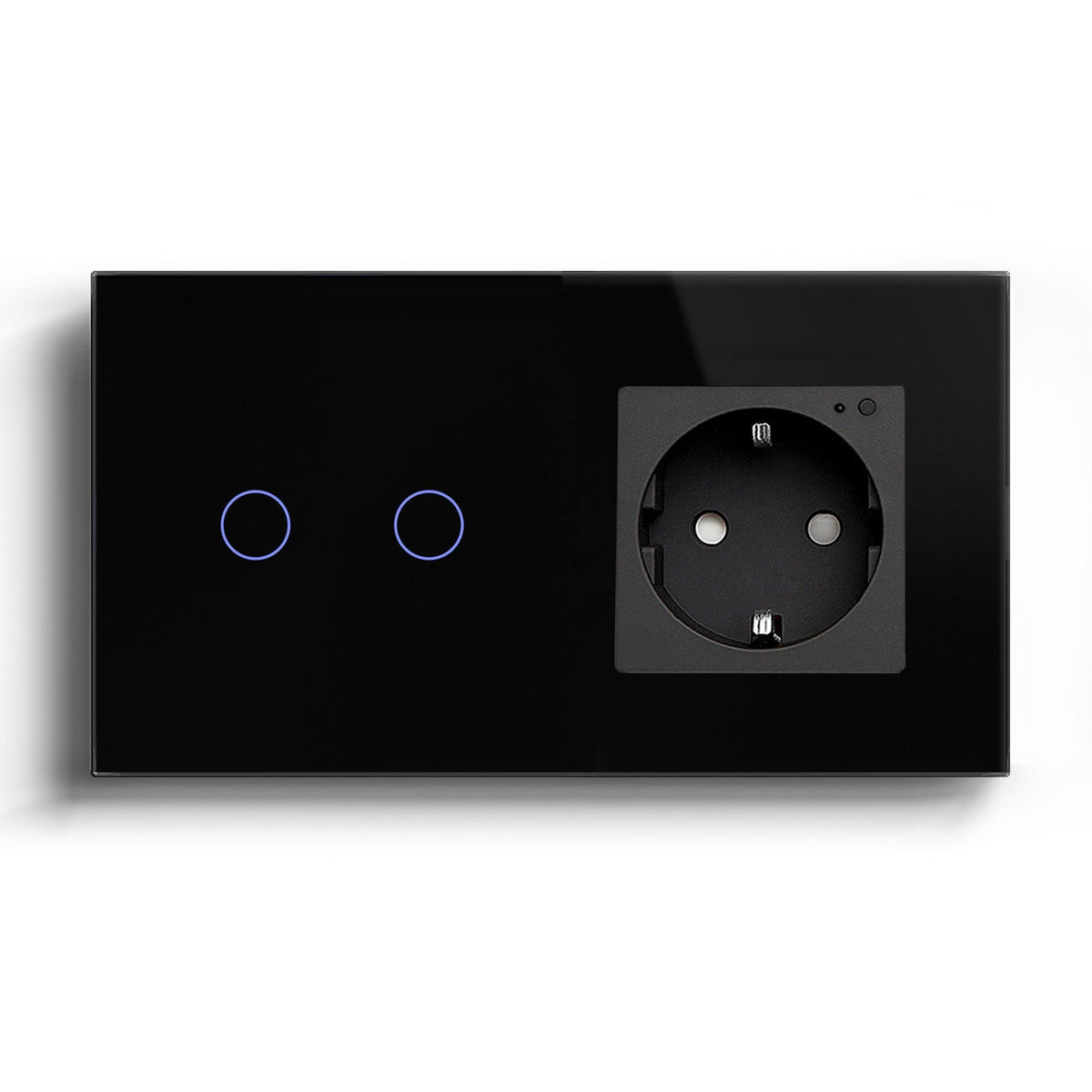 Bseed 1 Gang Smart Wifi Switch With EU Single Wifi Socket 157mm Power Outlets & Sockets Bseedswitch Black 2Gang