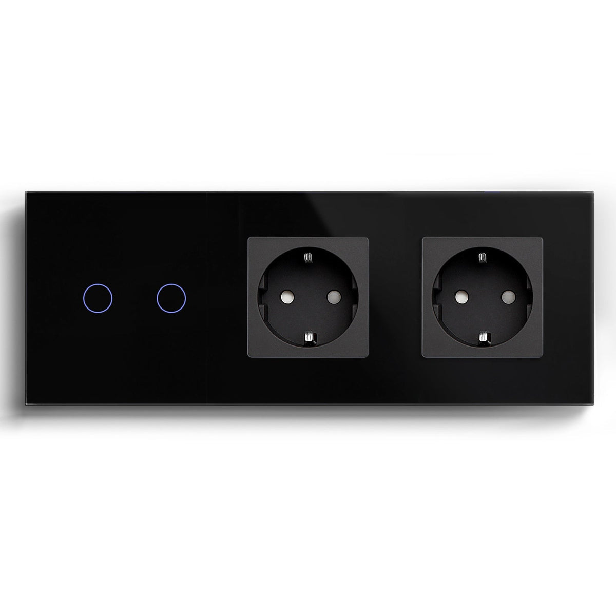 Bseed Smart WiFi 1/2/3 Gang Light Switches Multi Control With Double EU Normal Standard Wall Sockets Light Switches Bseedswitch Black 2Gang