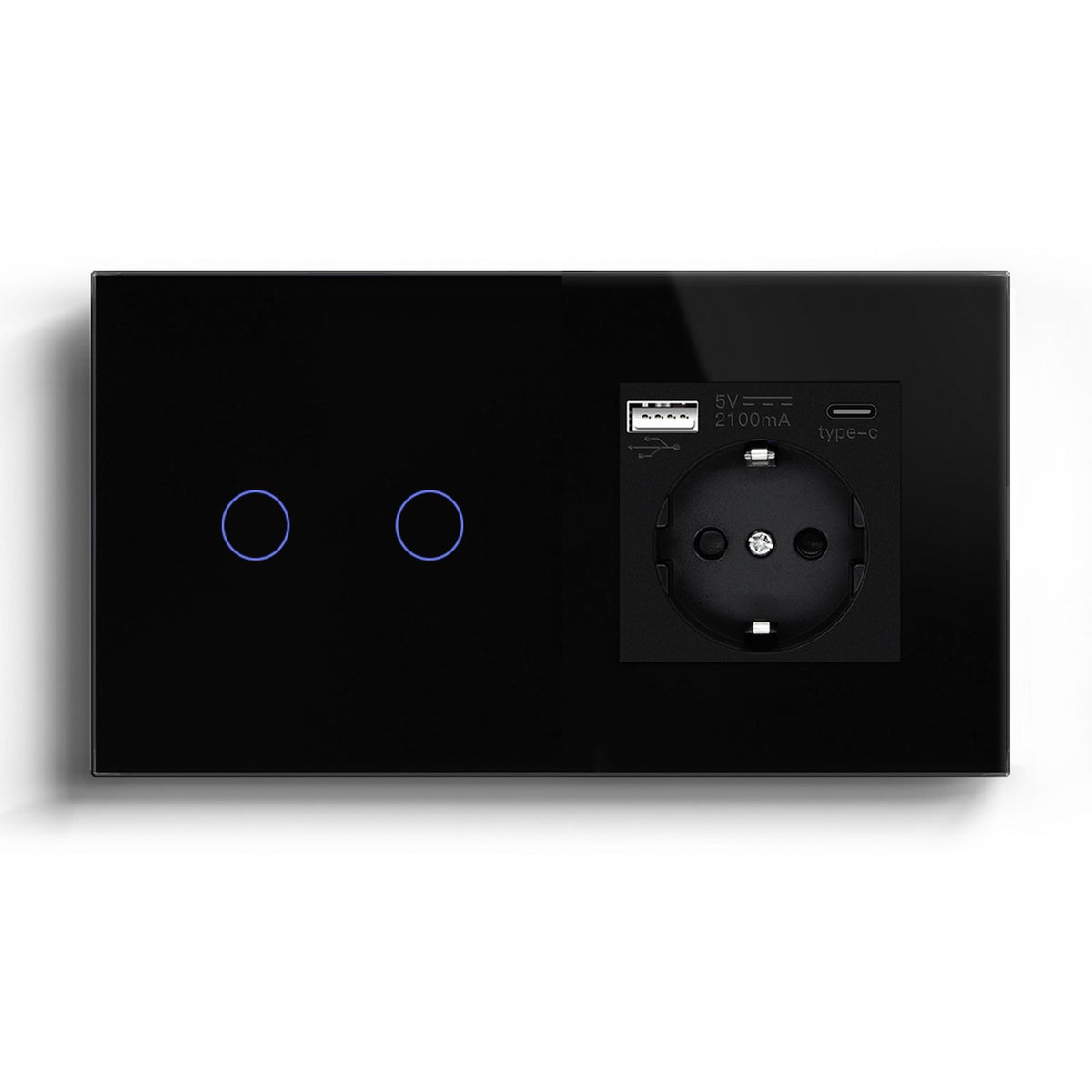 BSEED Tuya No Neutral Line Zigbee Smart Sensor Switch 1/2/3Gang Plus EU Wall Socket With Type-C USB Electric Plug Smart Life Alexa APP Control Need Gateway Power Outlets & Sockets Bseedswitch Black 2Gang