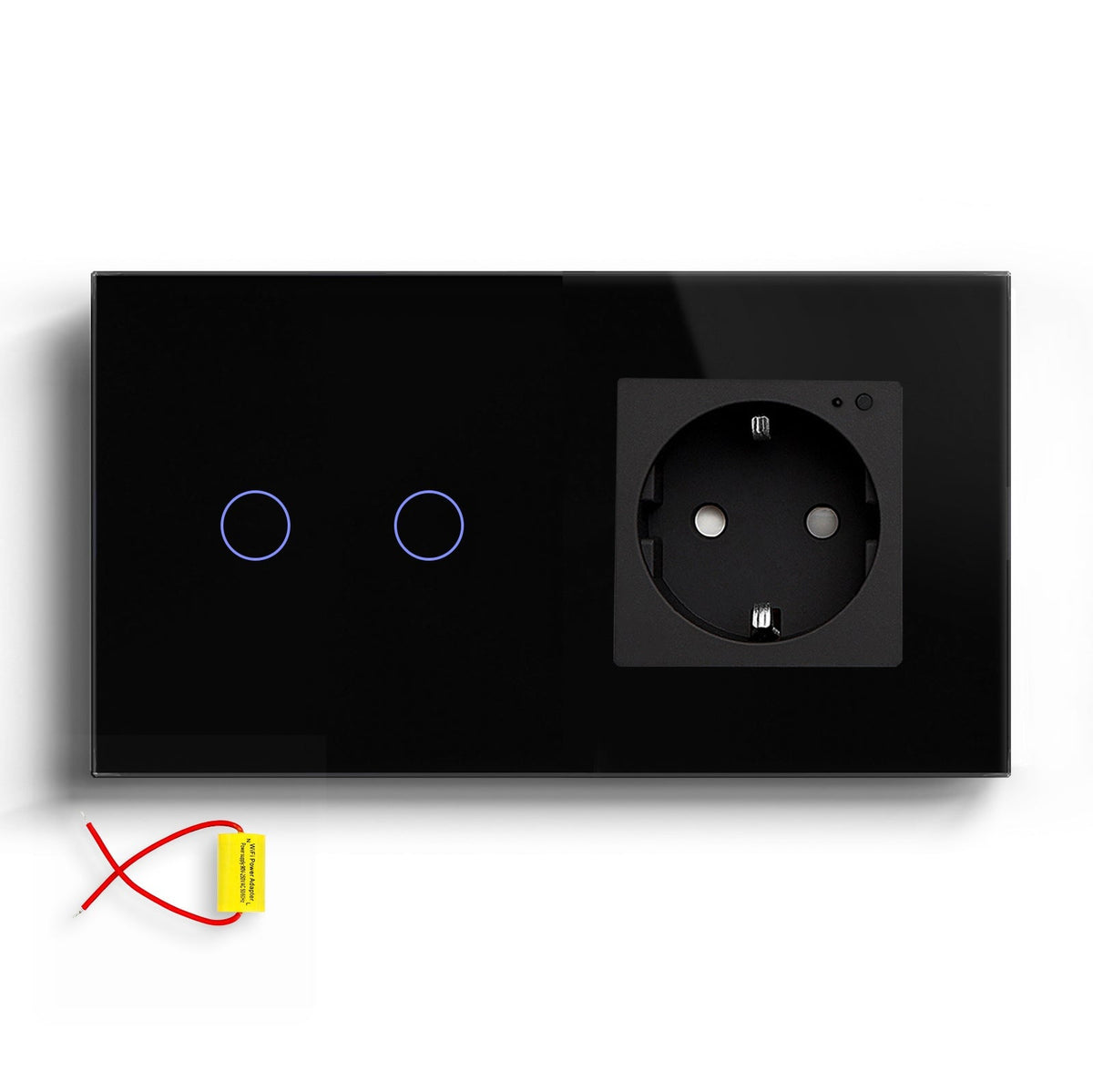 Bseed Smart Wifi Switch No neutral line With EU Single Wifi Socket 157mm Power Outlets & Sockets Bseedswitch Black 2Gang