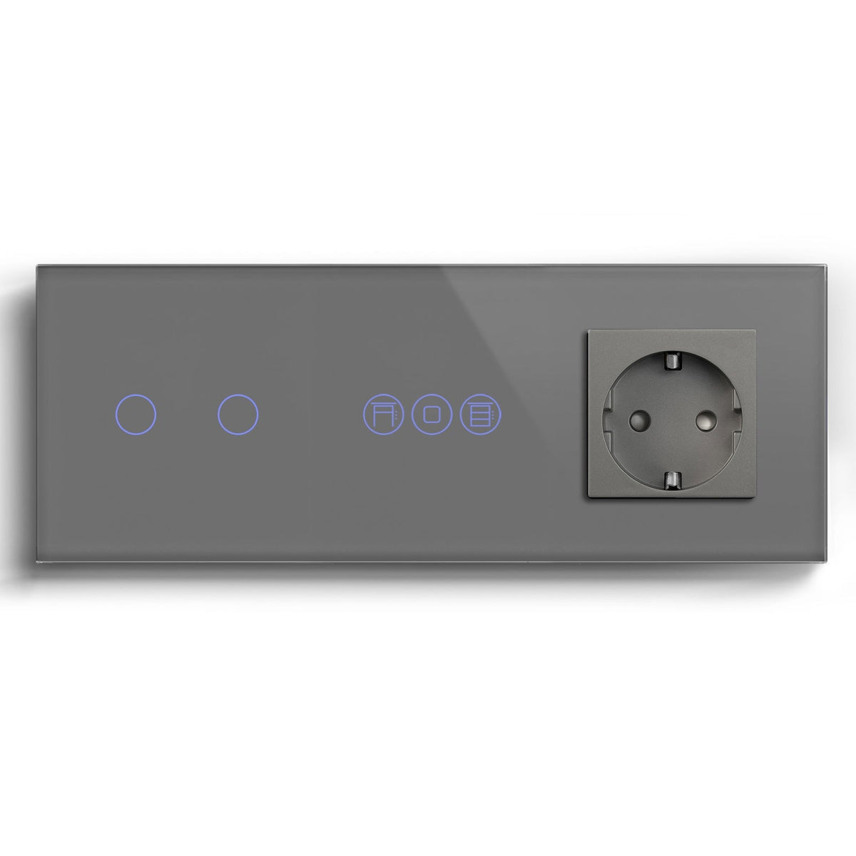 WiFi light switch with roller switch with normal eu socket Light Switches Bseedswitch Grey 2Gang+shutter switch+eo socket