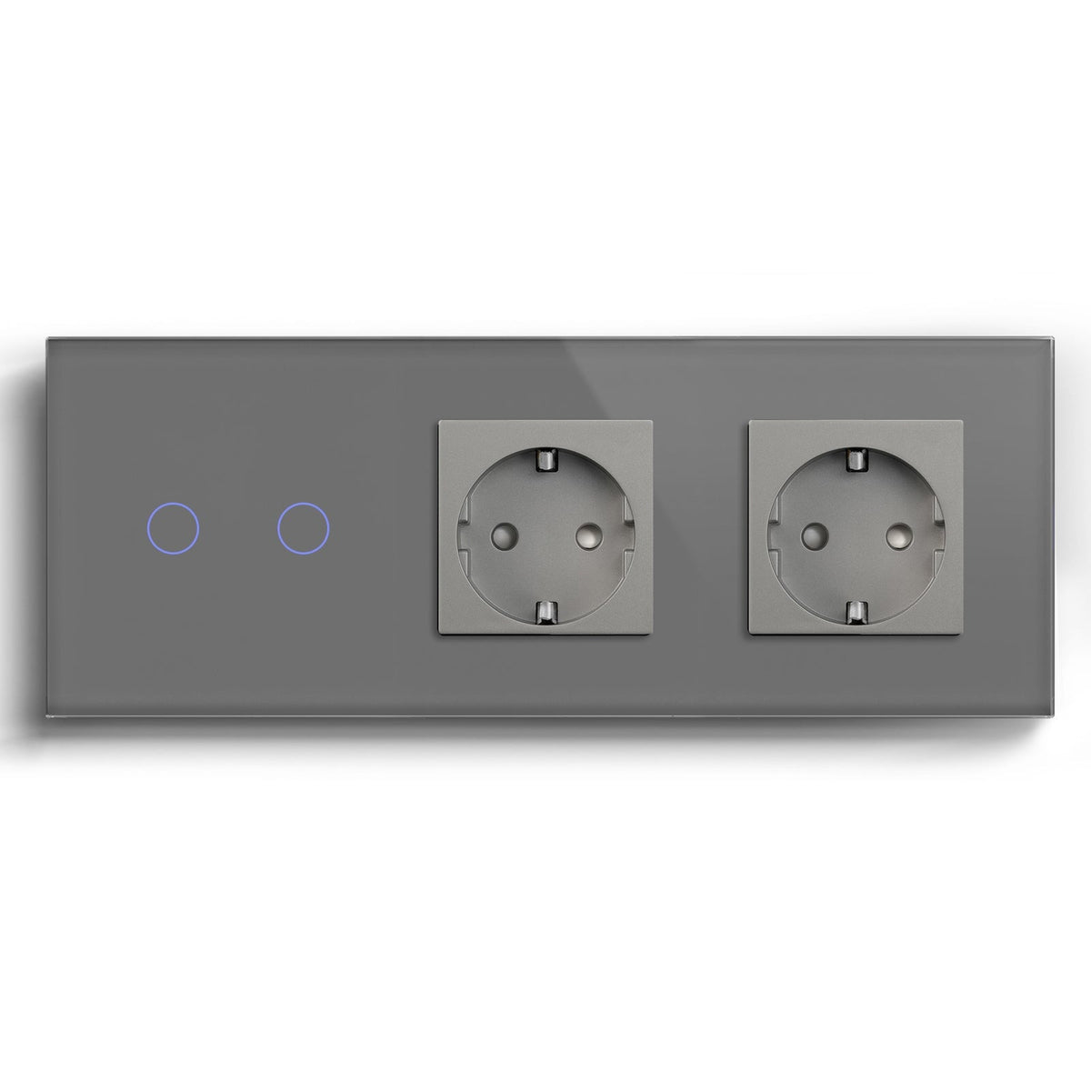 Bseed Smart WiFi 1/2/3 Gang Light Switches Multi Control With Double EU Normal Standard Wall Sockets Light Switches Bseedswitch Grey 2Gang