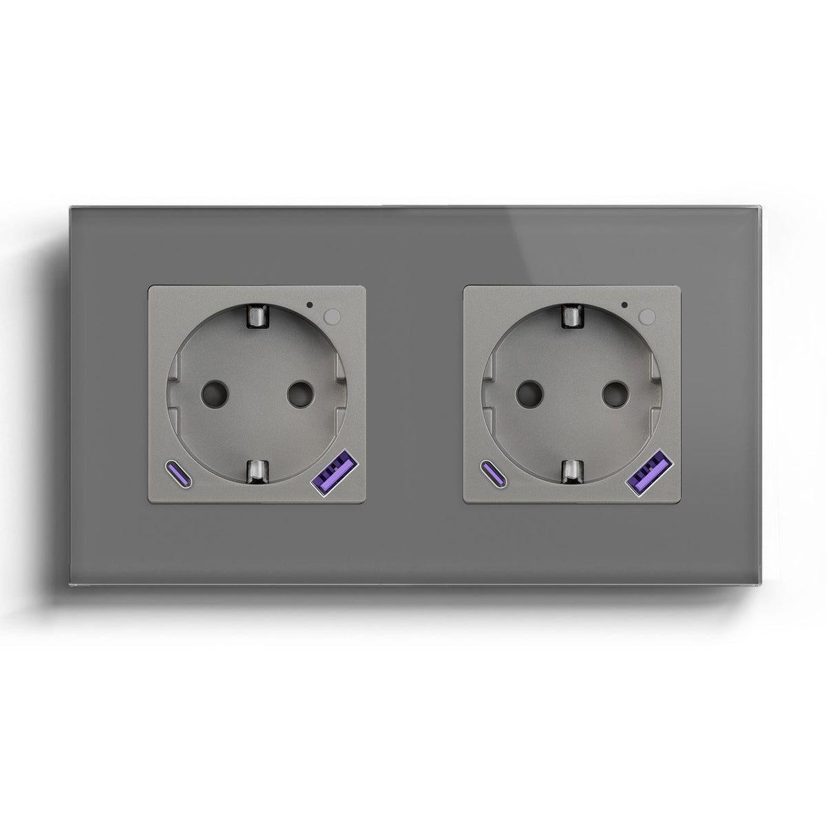 BSEED ZigBee EU Wall Sockets Type-C With USB With Energy Monitoring socket Bseedswitch Grey Double