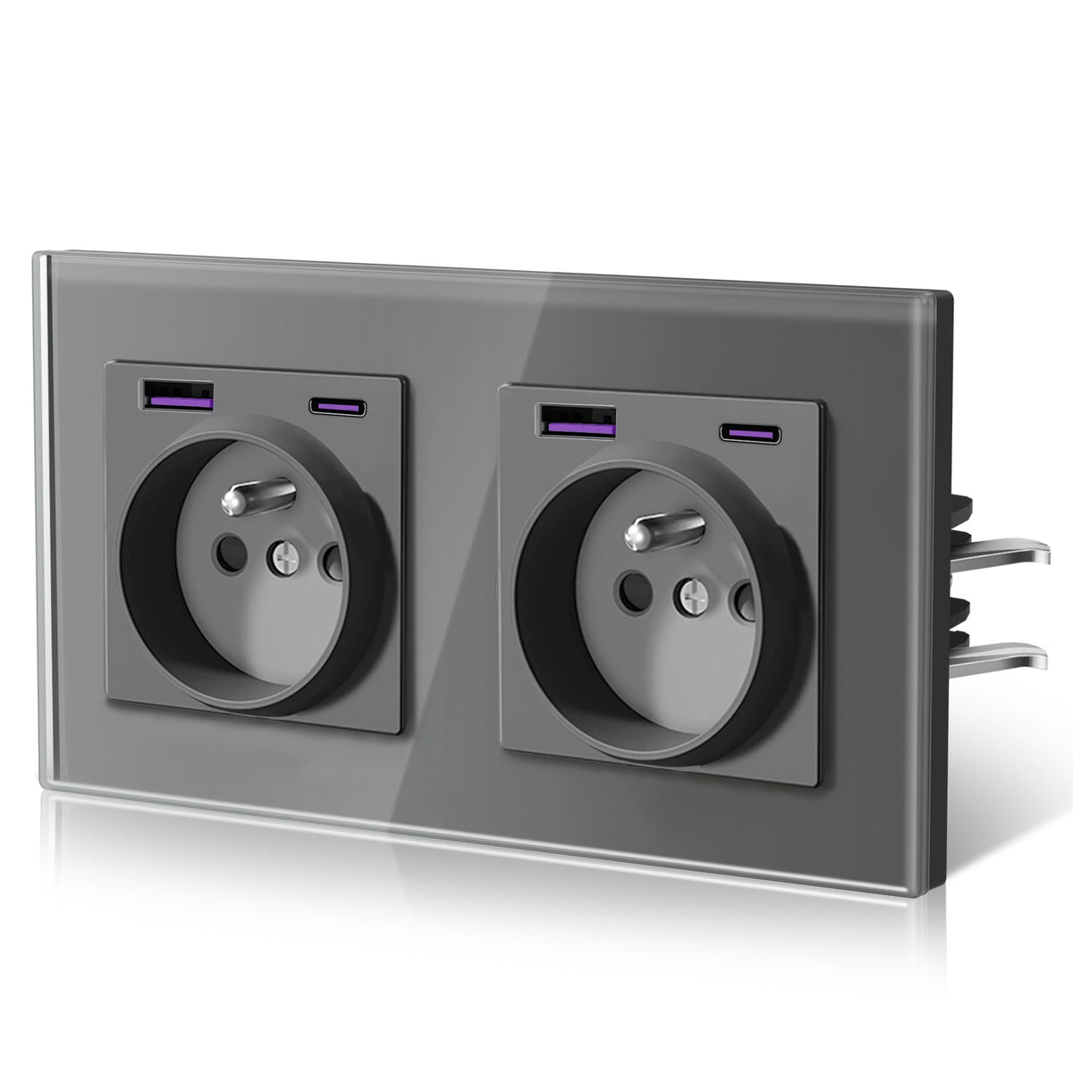 Tomada de Parede Francesa BSEED Heritage Series com 20W USB-C com Garras Tomadas e Tomadas Bseedswitch