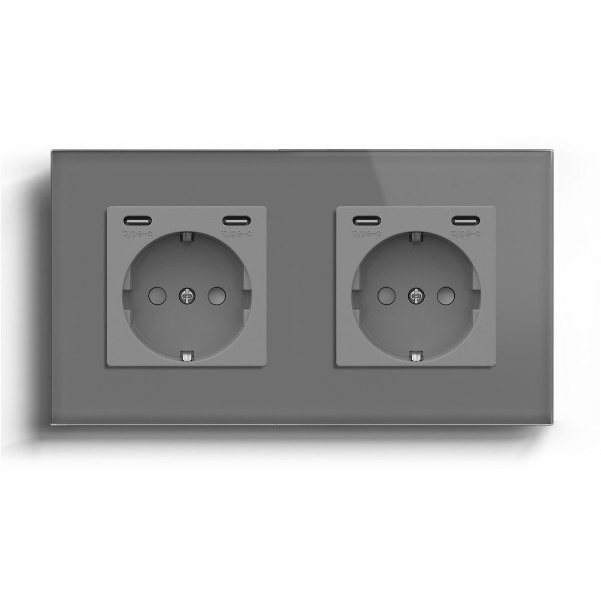 BSEED EU sockets with Double 2.1A Type-C Interface Outlet Wall Socket With Waterproof Power Outlets & Sockets Bseedswitch Grey Double