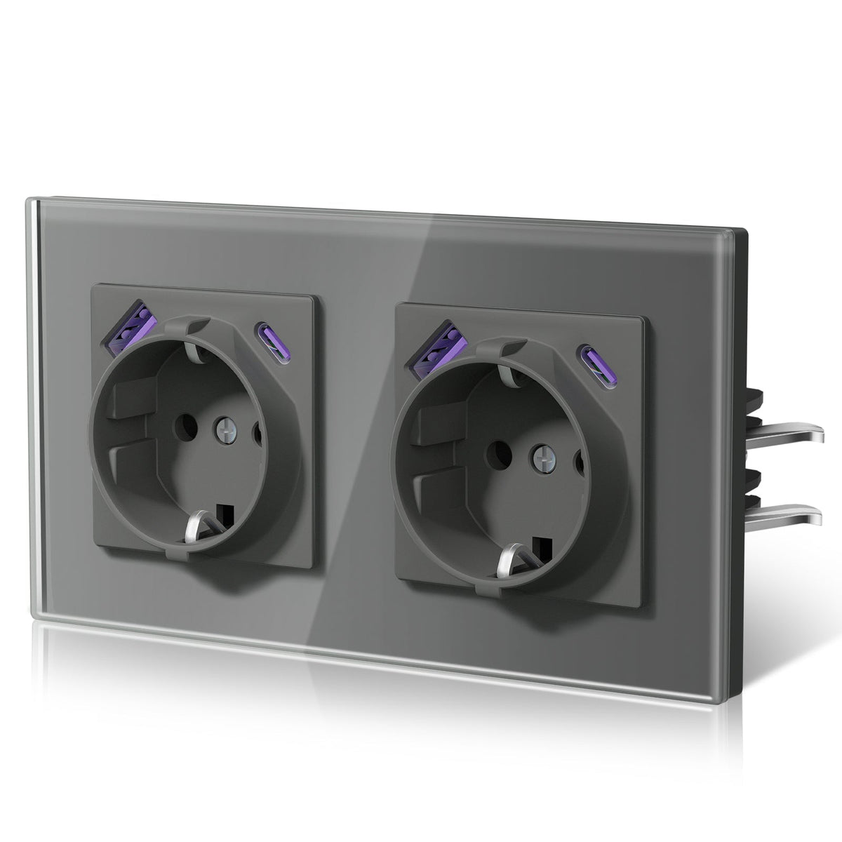 BSEED 20W EU sockets with Fact Charge Type-C USB with Claw technology Power Outlets & Sockets Bseedswitch Grey Double