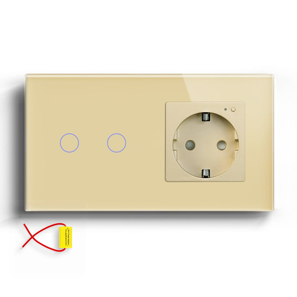 Bseed Smart Wifi Switch No neutral line With EU Single Wifi Socket 157mm Power Outlets & Sockets Bseedswitch Gold 2Gang