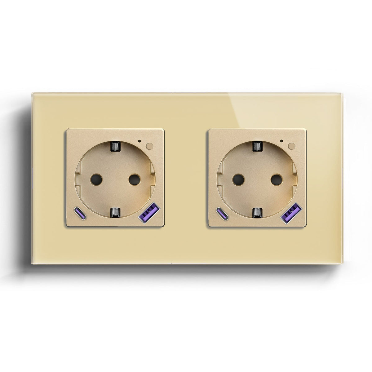 BSEED ZigBee EU Wall Sockets Type-C With USB With Energy Monitoring socket Bseedswitch Gold Double