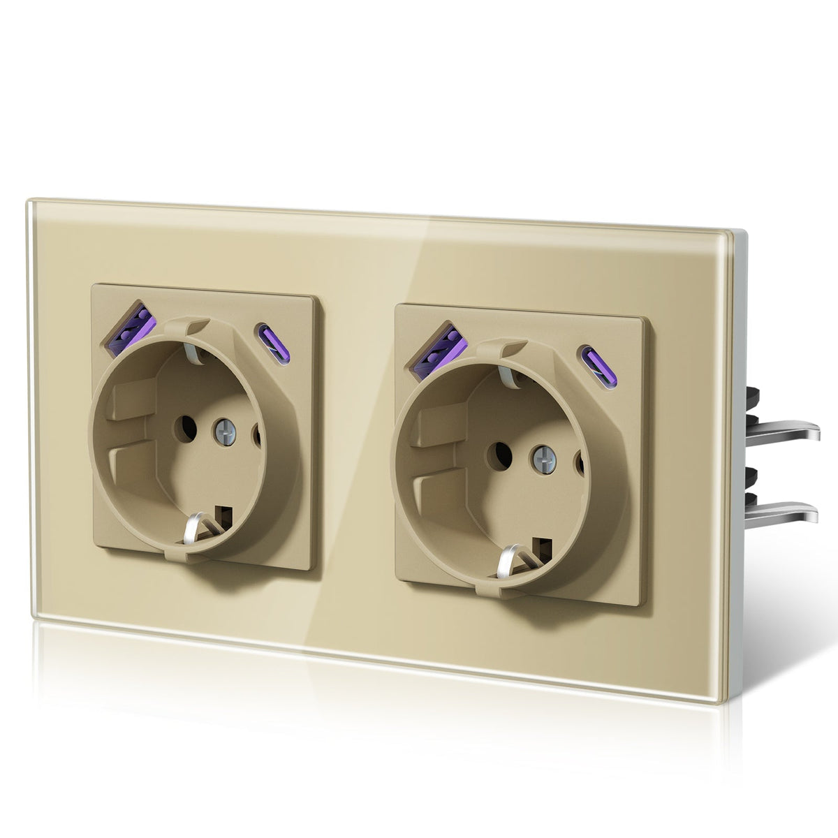 BSEED 20W EU sockets with Fact Charge Type-C USB with Claw technology Power Outlets & Sockets Bseedswitch Gold Double