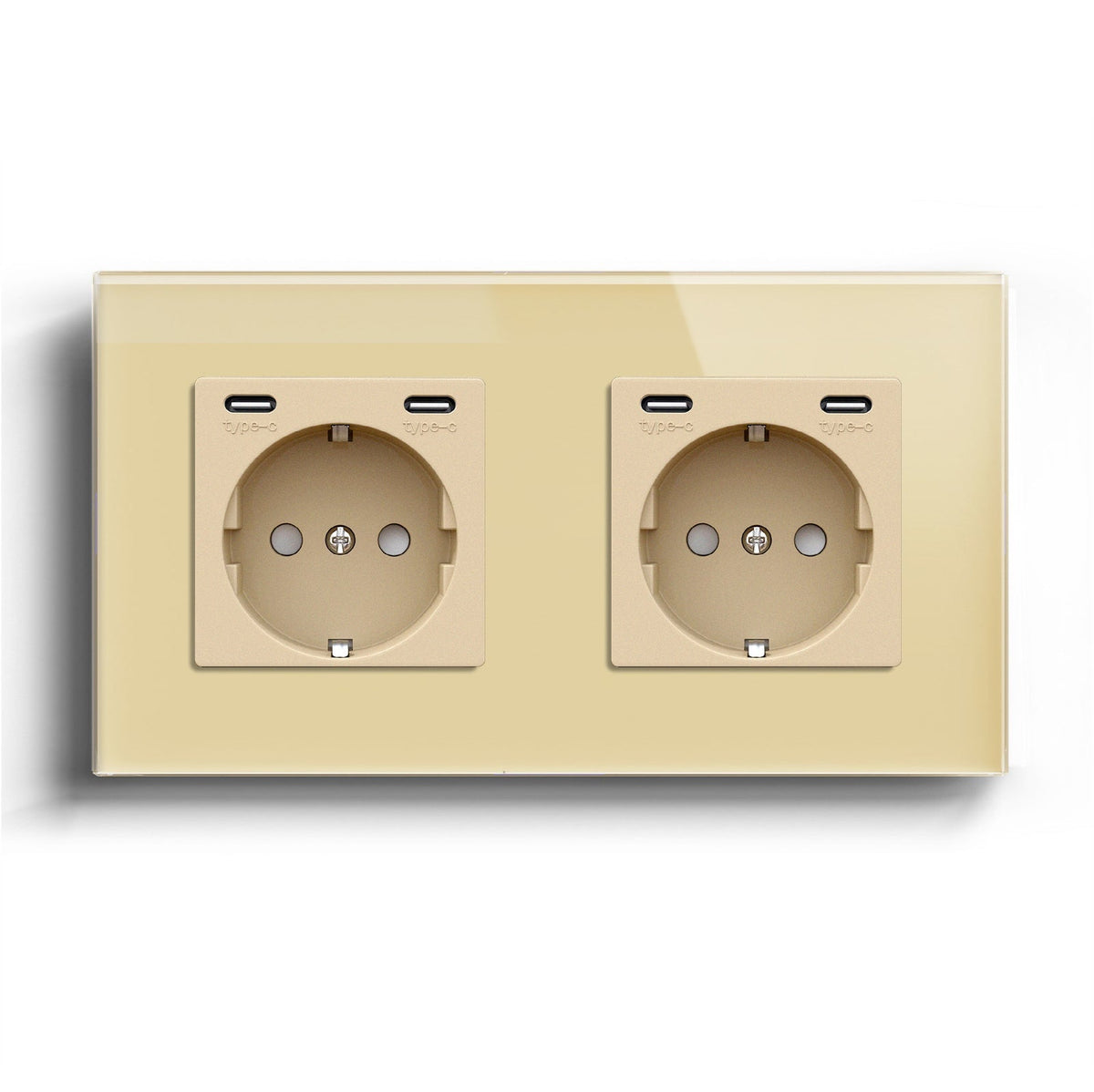 BSEED EU sockets with Double 2.1A Type-C Interface Outlet Wall Socket With Waterproof Power Outlets & Sockets Bseedswitch Gold Double