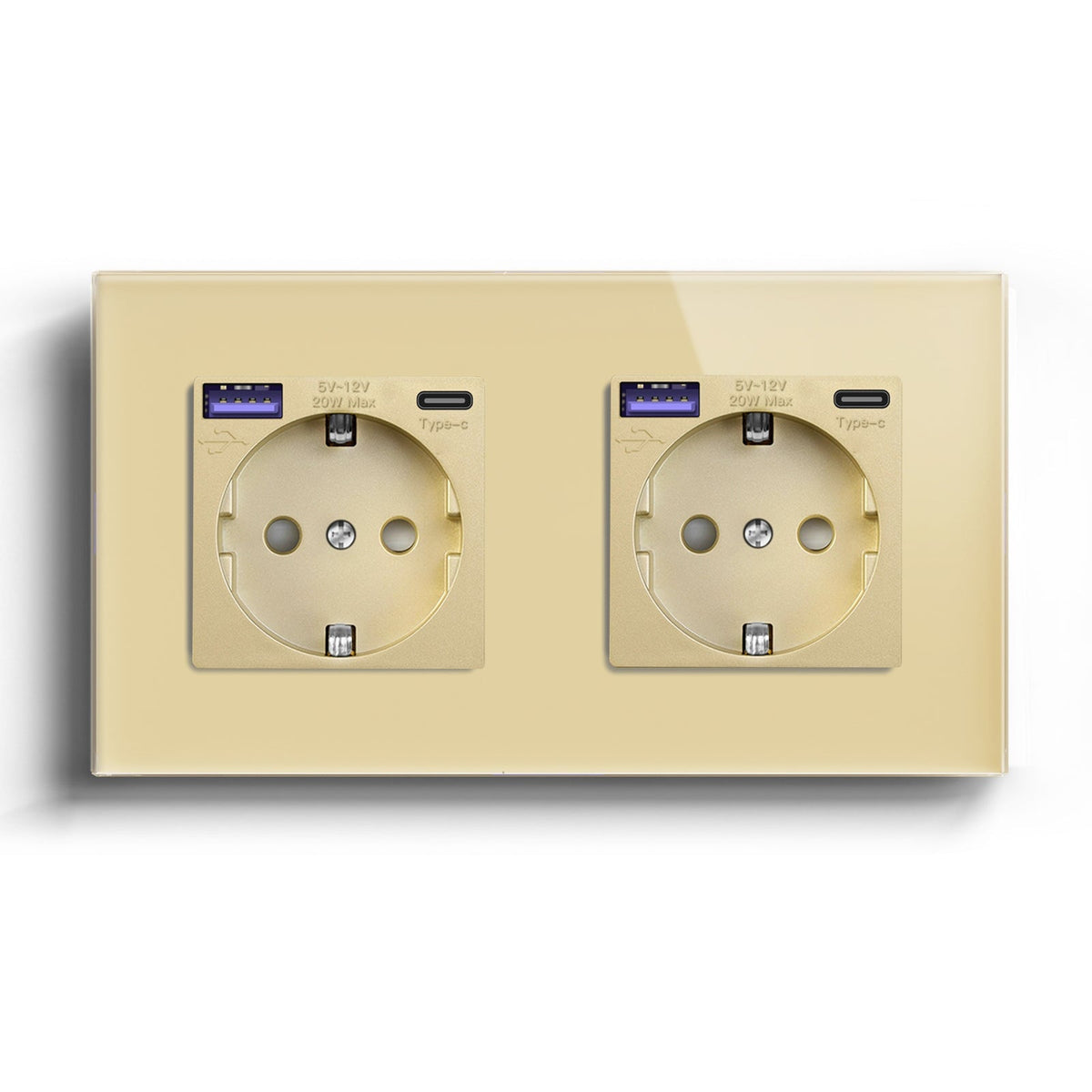 BSEED EU sockets with 20W PD Fast Charge Type-C Interface Outlet Wall Socket Power Outlets & Sockets Bseedswitch Gold Double
