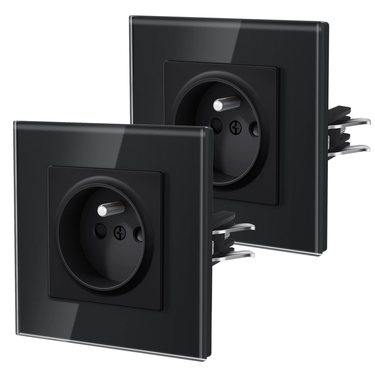 BSEED Heritage Series France Wall Sockets with Claw Technology 16A Plug 2 pack Power Outlets & Sockets Bseedswitch Black Single