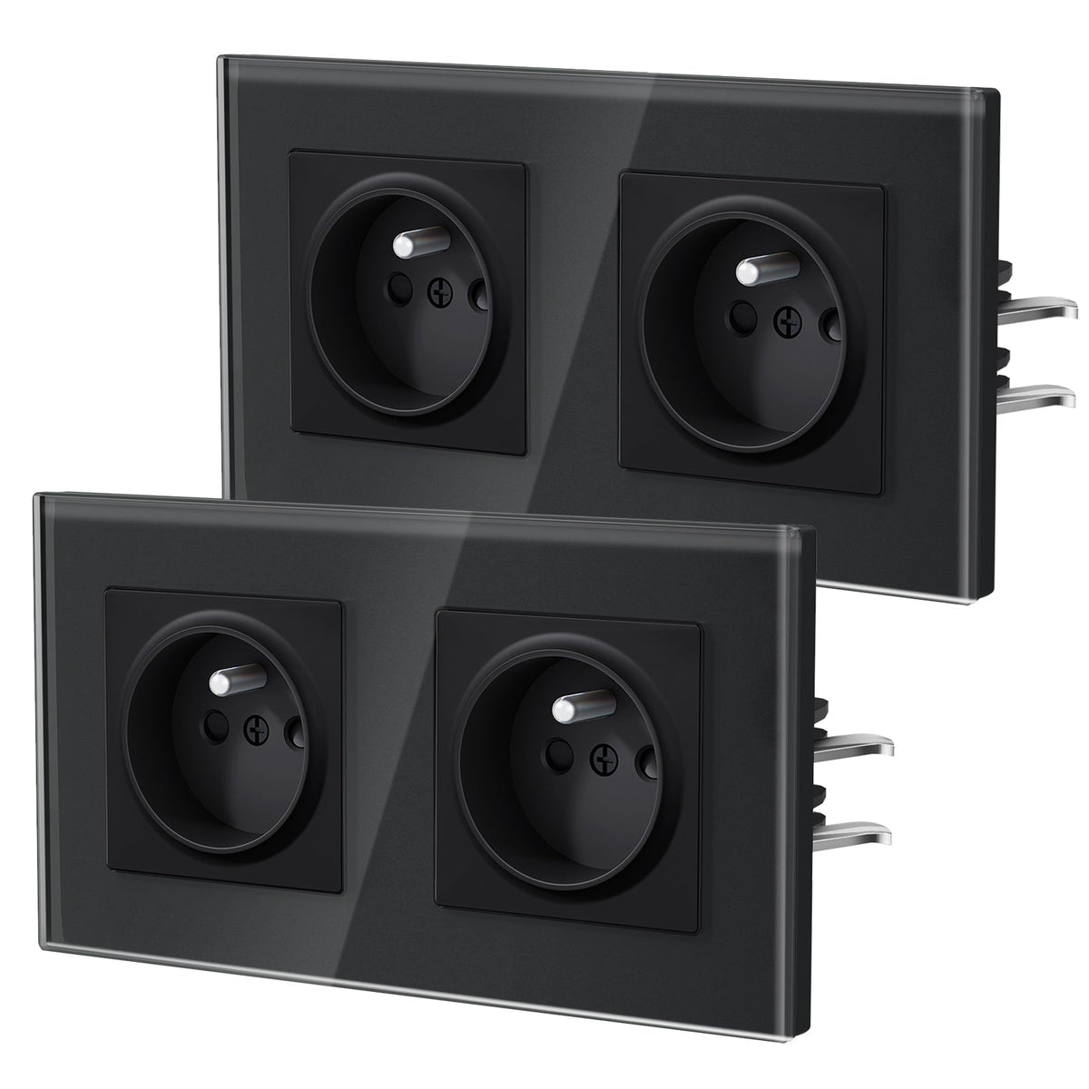 BSEED Heritage Series France Wall Sockets with Claw Technology 16A Plug 2 pack Power Outlets & Sockets Bseedswitch Black Double