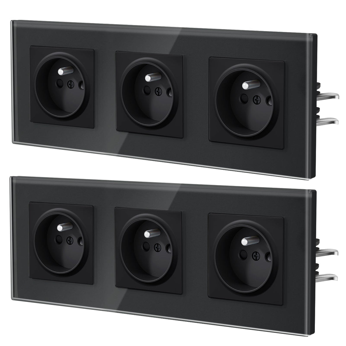 BSEED Heritage Series France Wall Sockets with Claw Technology 16A Plug 2 pack Power Outlets & Sockets Bseedswitch Black Triple