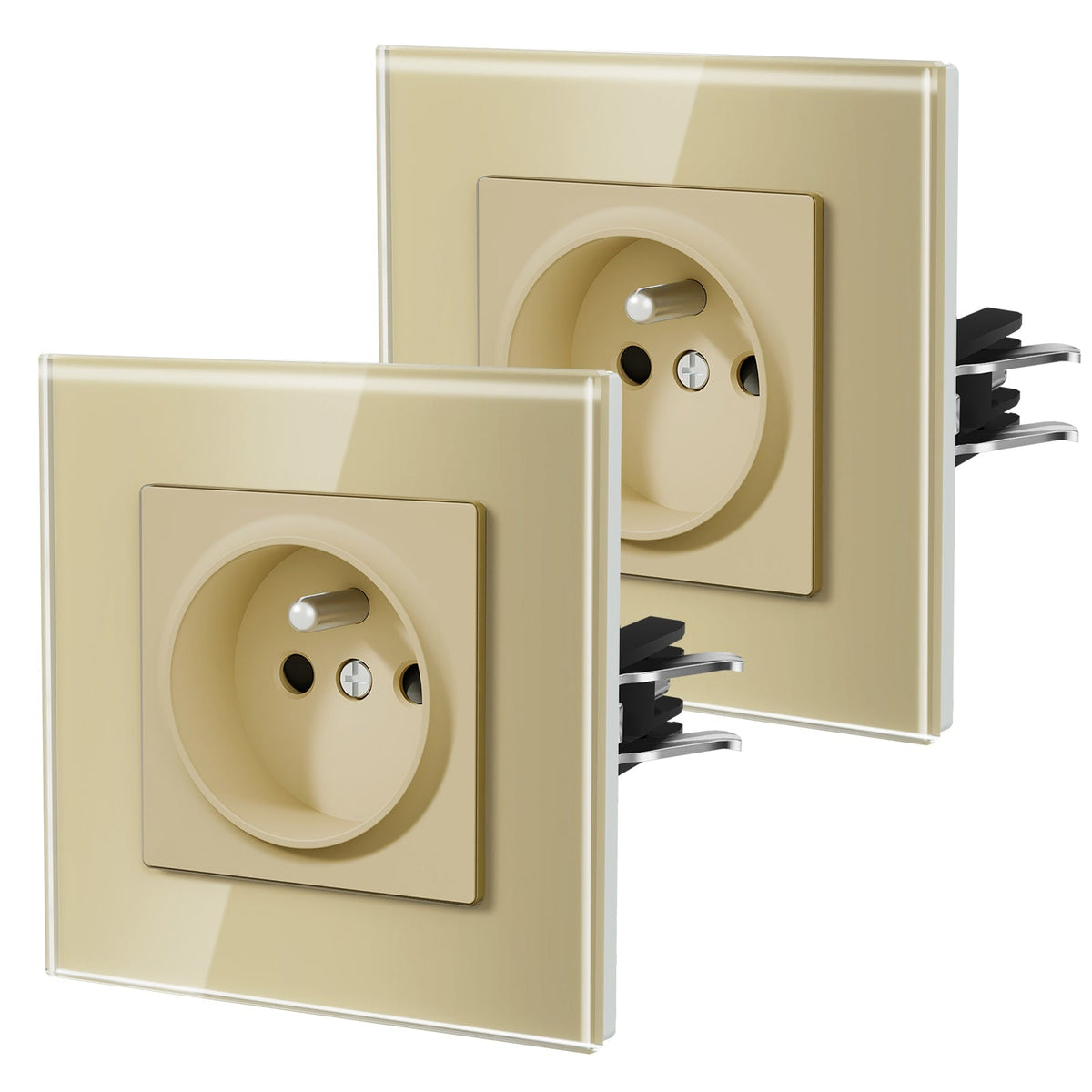 BSEED Heritage Series France Wall Sockets with Claw Technology 16A Plug 2 pack Power Outlets & Sockets Bseedswitch Gold Single