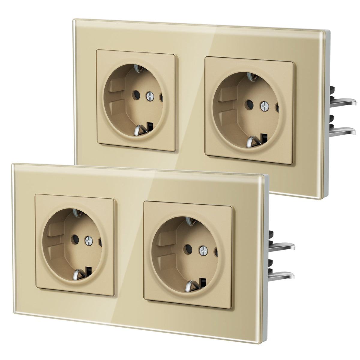 BSEED Heritage EU Wall Sockets with Claw Technology 16A Multi Pack Socket Power Outlets & Sockets Bseedswitch Gold Double 2 PCS/ Pack