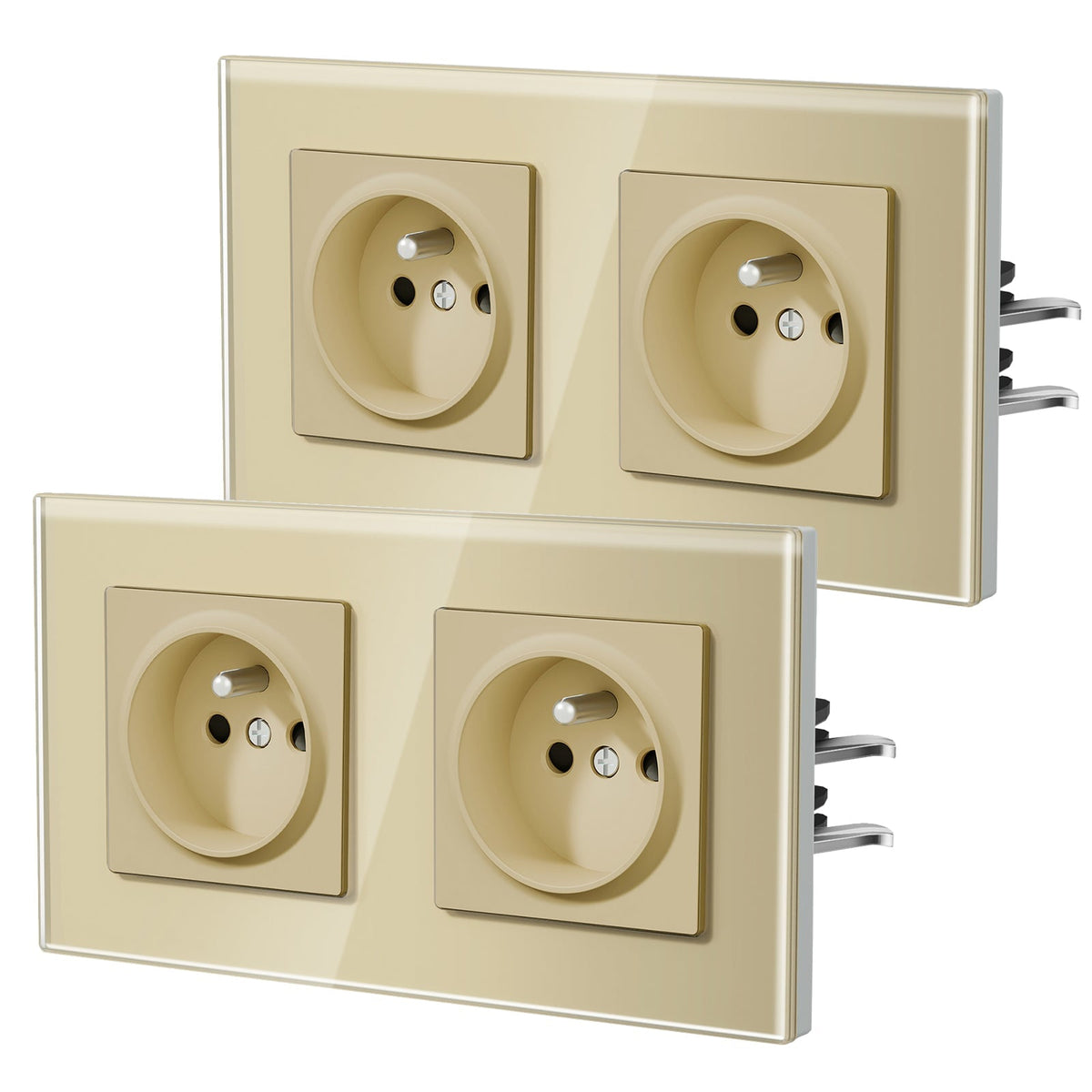 BSEED Heritage Series France Wall Sockets with Claw Technology 16A Plug 2 pack Power Outlets & Sockets Bseedswitch Gold Double