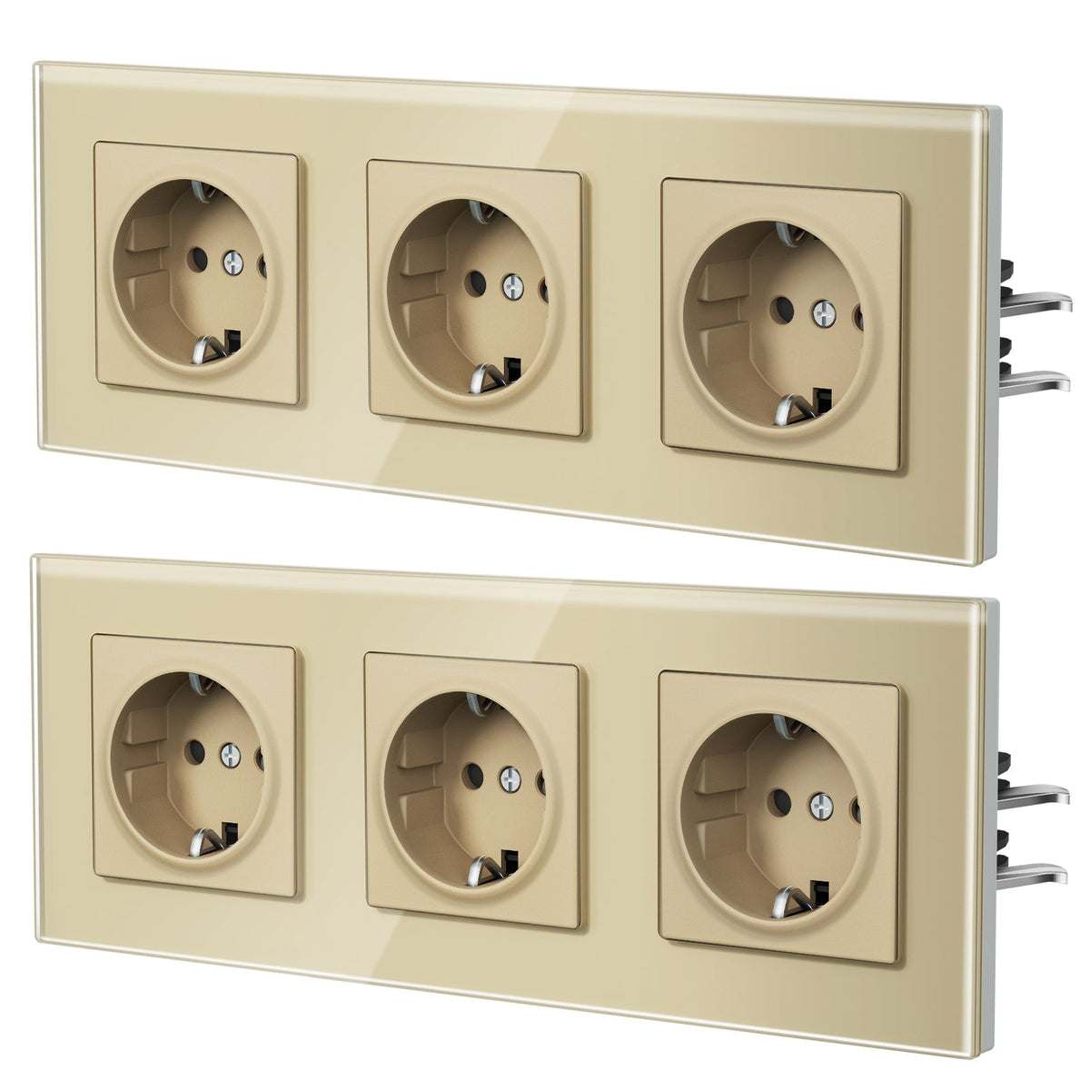BSEED Heritage EU Wall Sockets with Claw Technology 16A Multi Pack Socket Power Outlets & Sockets Bseedswitch Gold Triple 2 PCS/ Pack