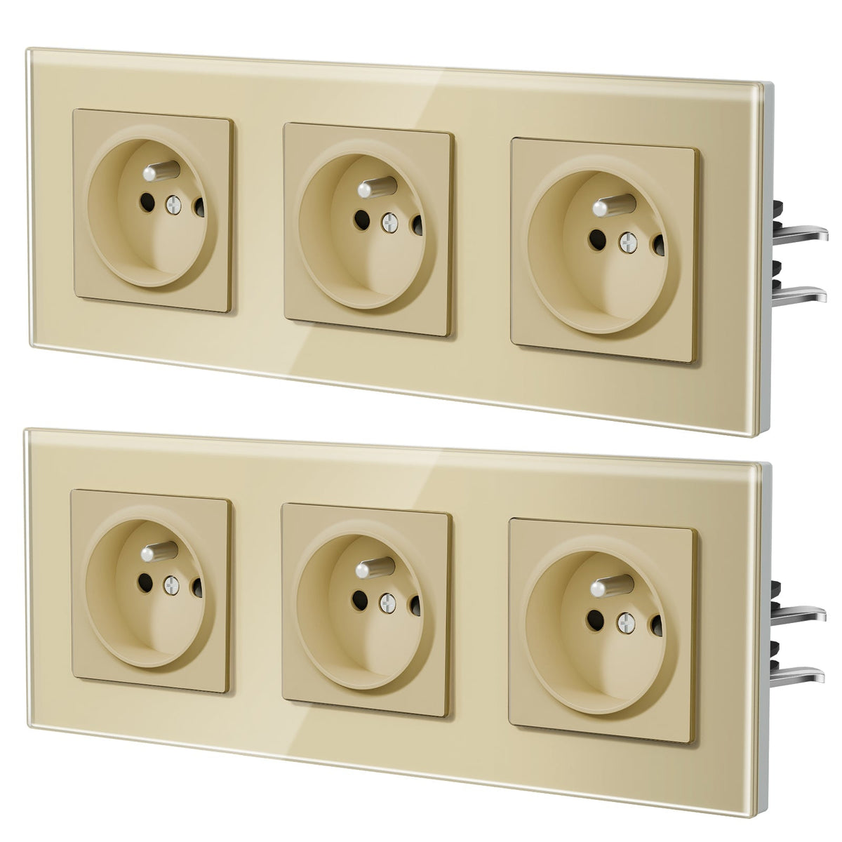 BSEED Heritage Series France Wall Sockets with Claw Technology 16A Plug 2 pack Power Outlets & Sockets Bseedswitch Gold Triple