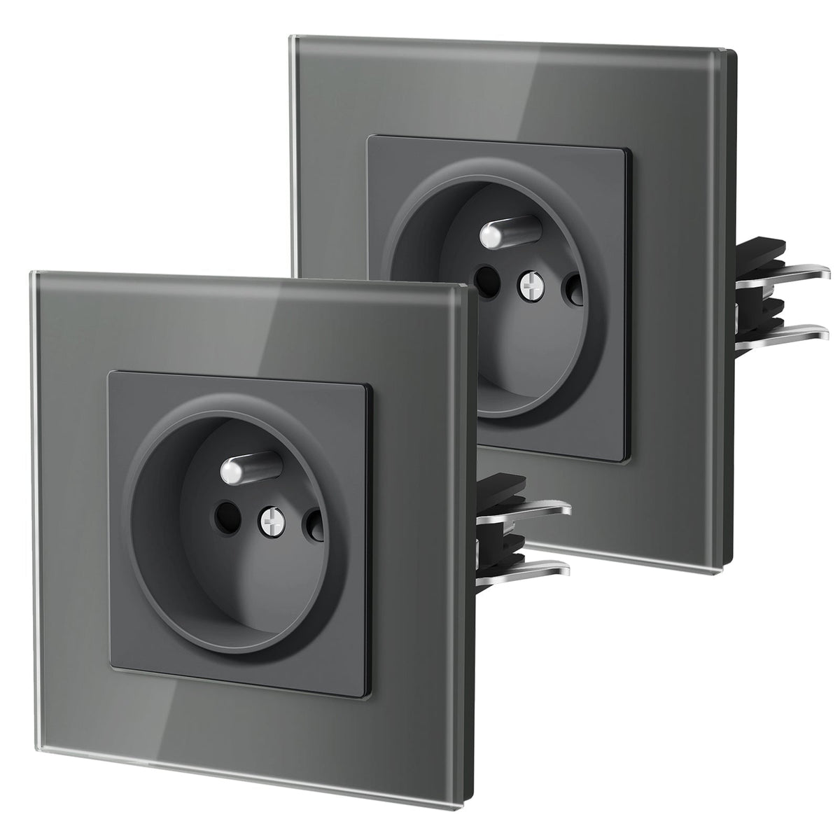 BSEED Heritage Series France Wall Sockets with Claw Technology 16A Plug 2 pack Power Outlets & Sockets Bseedswitch Grey Single