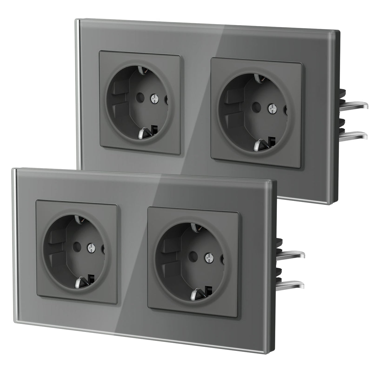 BSEED Heritage EU Wall Sockets with Claw Technology 16A Multi Pack Socket Power Outlets & Sockets Bseedswitch Grey Double 2 PCS/ Pack