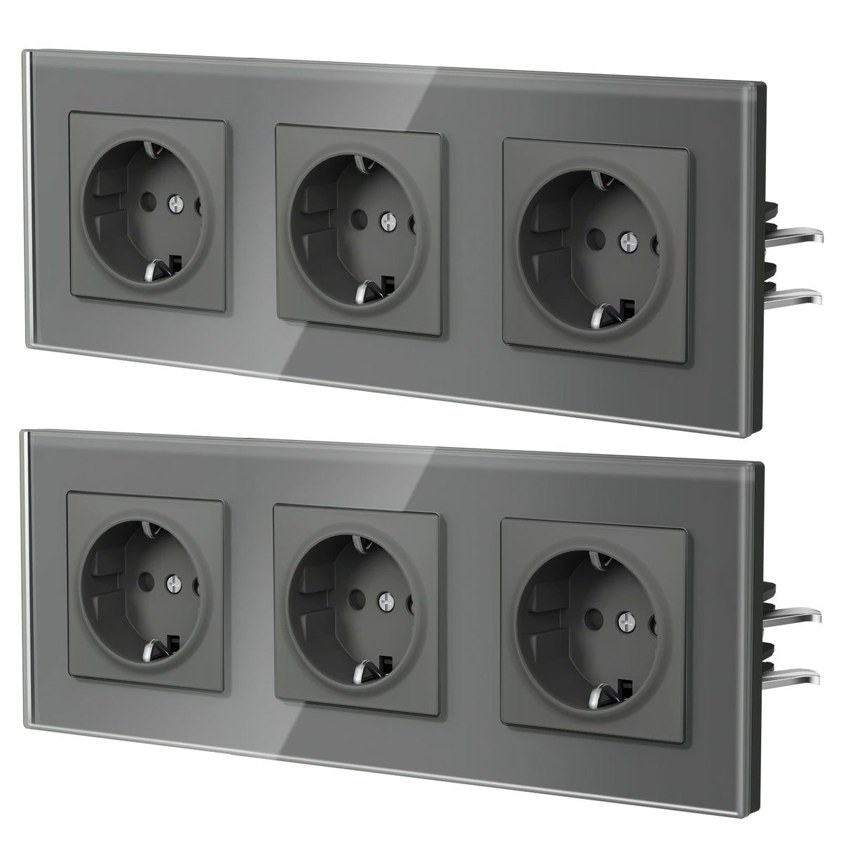 BSEED Heritage EU Wall Sockets with Claw Technology 16A Multi Pack Socket Power Outlets & Sockets Bseedswitch Grey Triple 2 PCS/ Pack