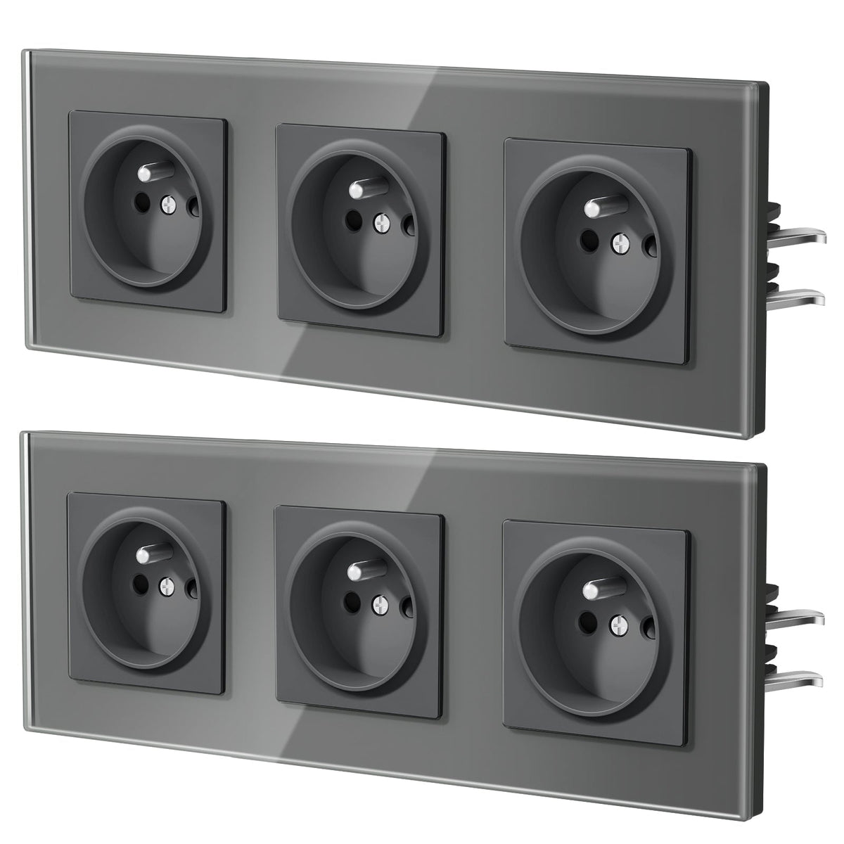 BSEED Heritage Series France Wall Sockets with Claw Technology 16A Plug 2 pack Power Outlets & Sockets Bseedswitch Grey Triple