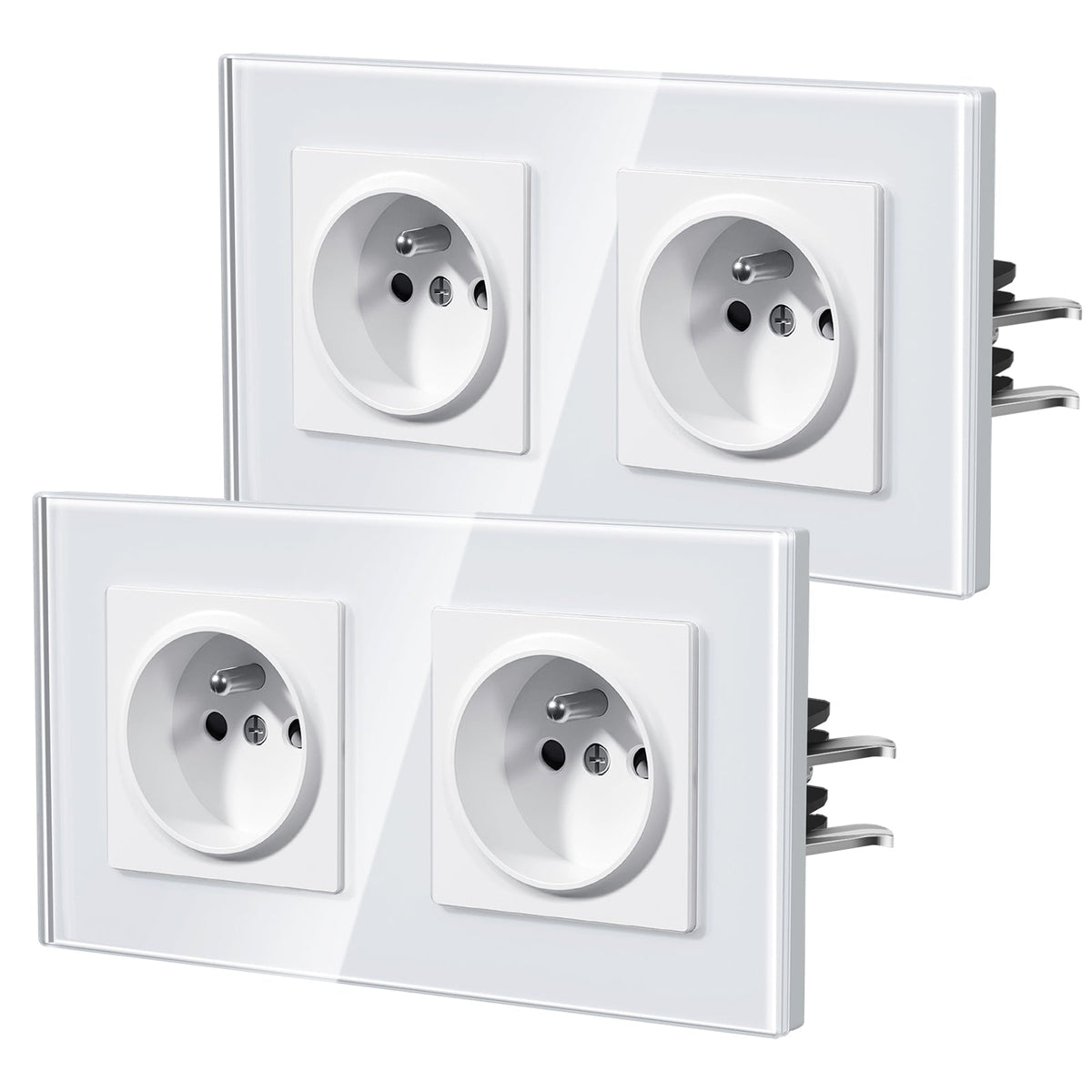 BSEED Heritage Series France Wall Sockets with Claw Technology 16A Plug 2 pack Power Outlets & Sockets Bseedswitch White Double